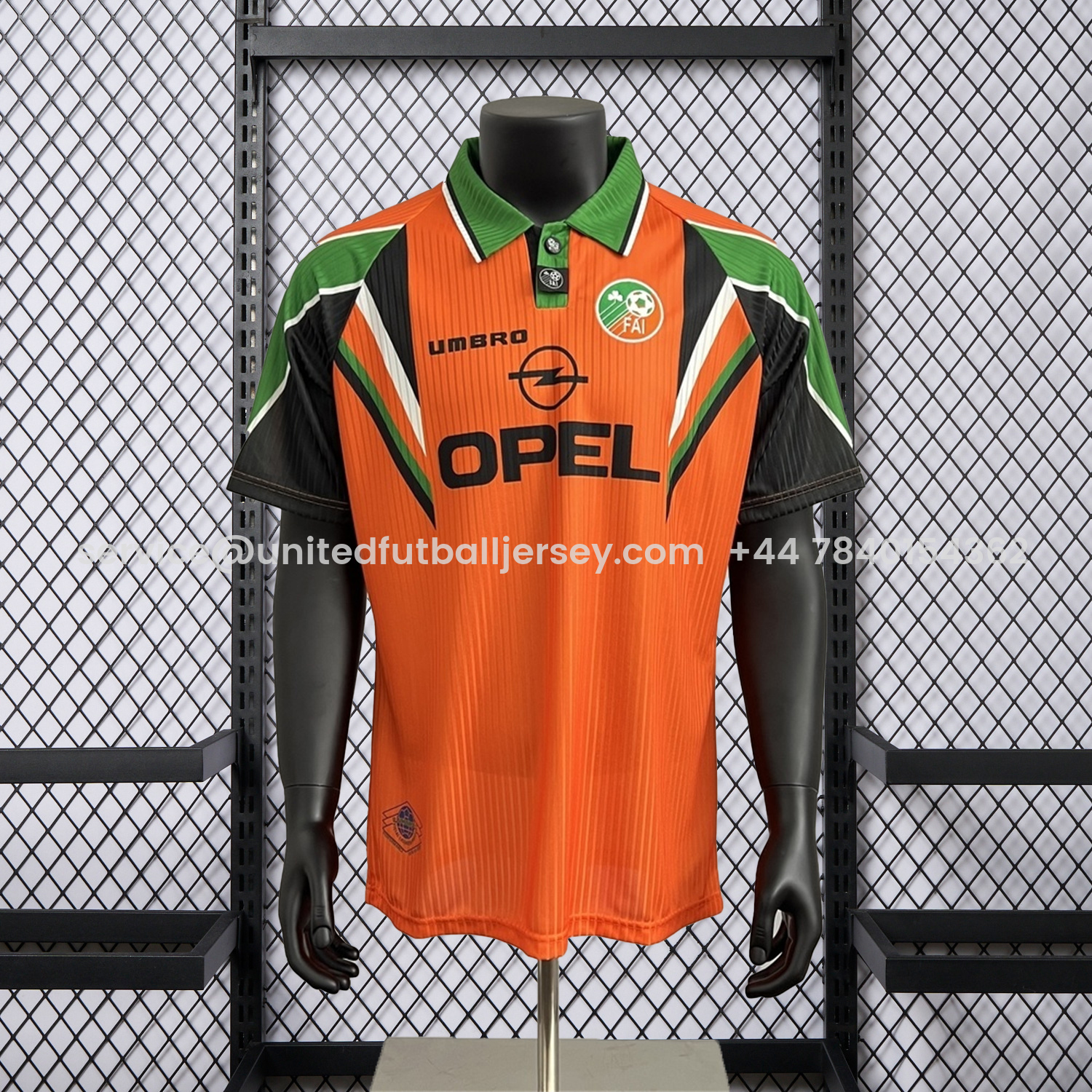 foot-Retro Ireland 1996-97 Away Orange Jersey