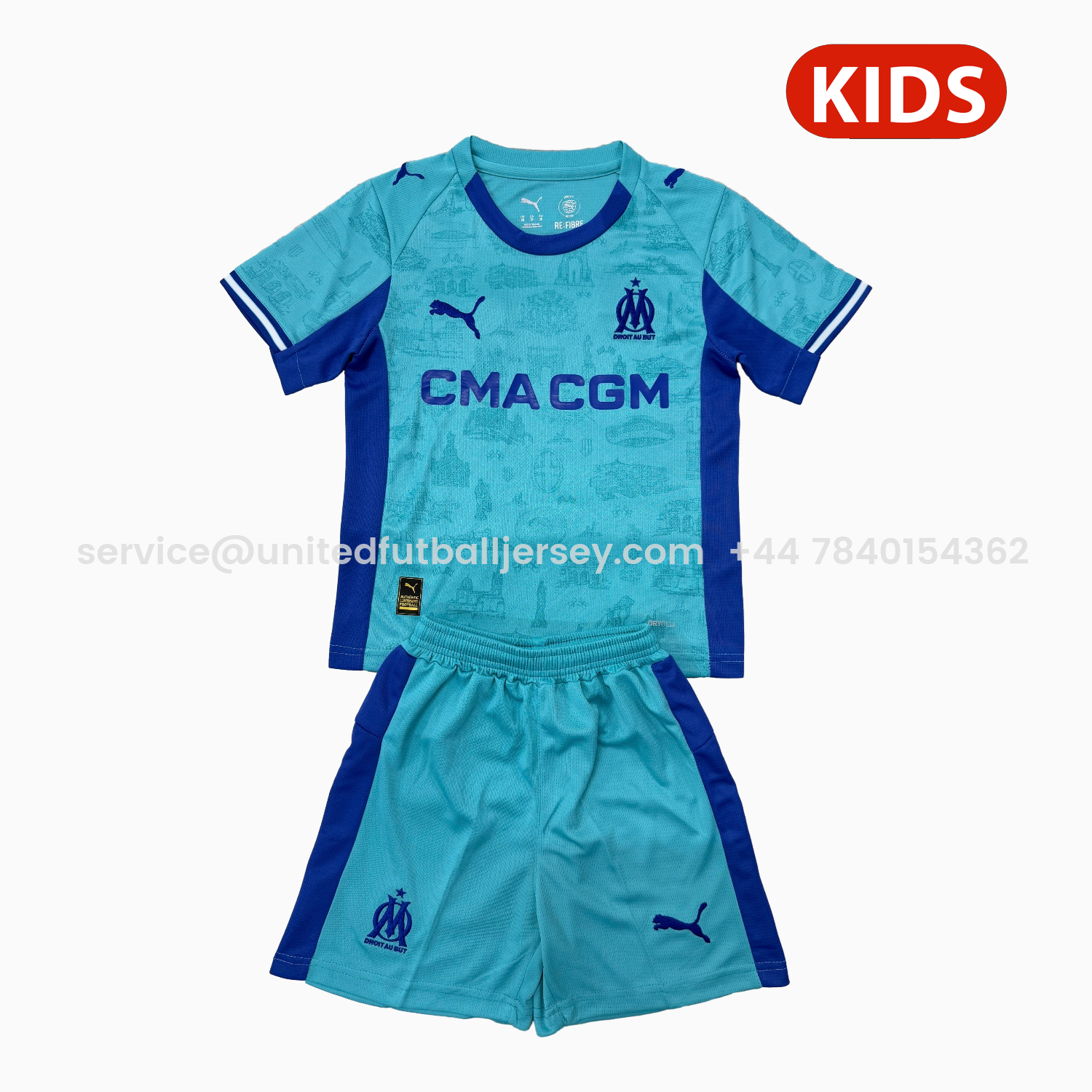 foot-Marseille 25-26 Blue Goalkeeper Kids Kit