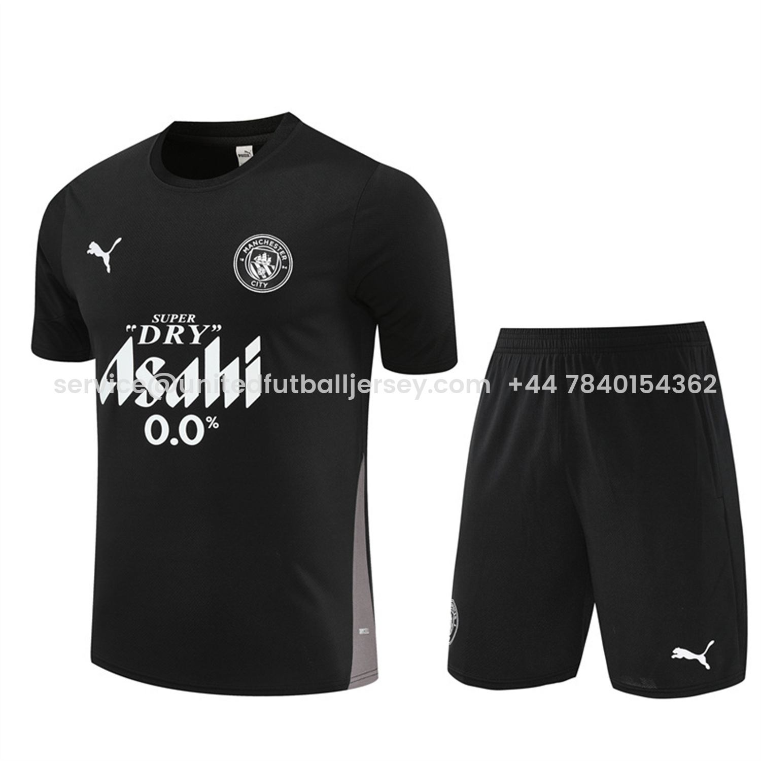 foot-Manchester City 25-26 Short-Sleeve Training Set - Black Top & Black Shorts
