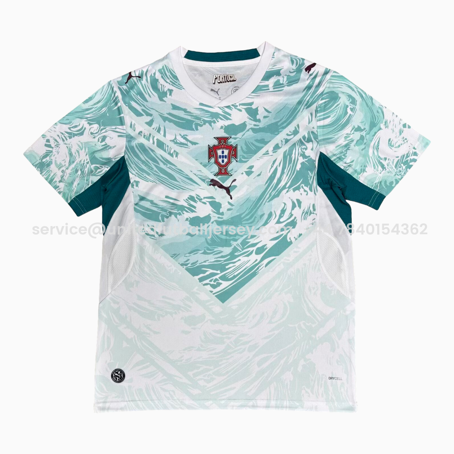 foot-Portugal 2026 Away White And Cyan Jersey - Fans Version