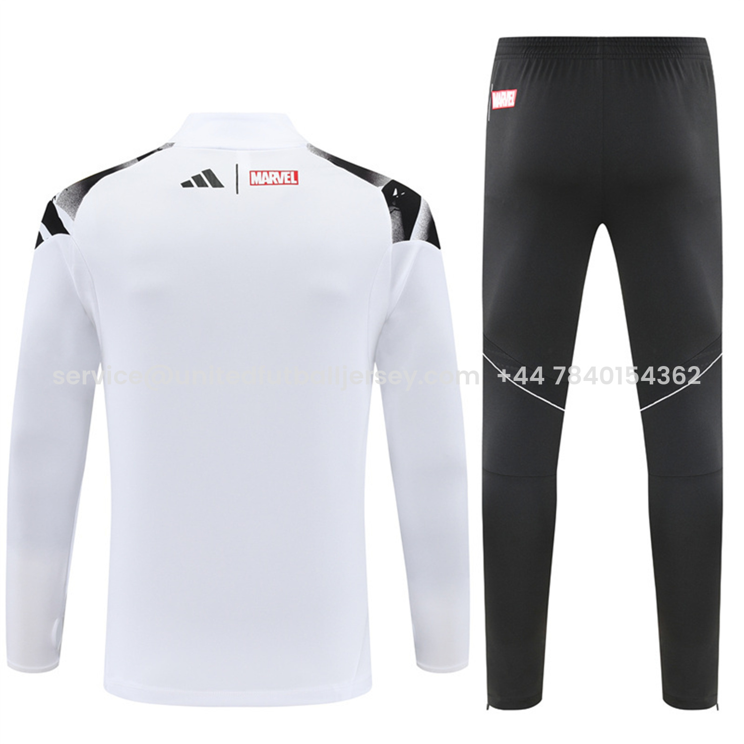 foot-Real Madrid 25-26 Long Sleeve Training Set - White Top & Black Pants