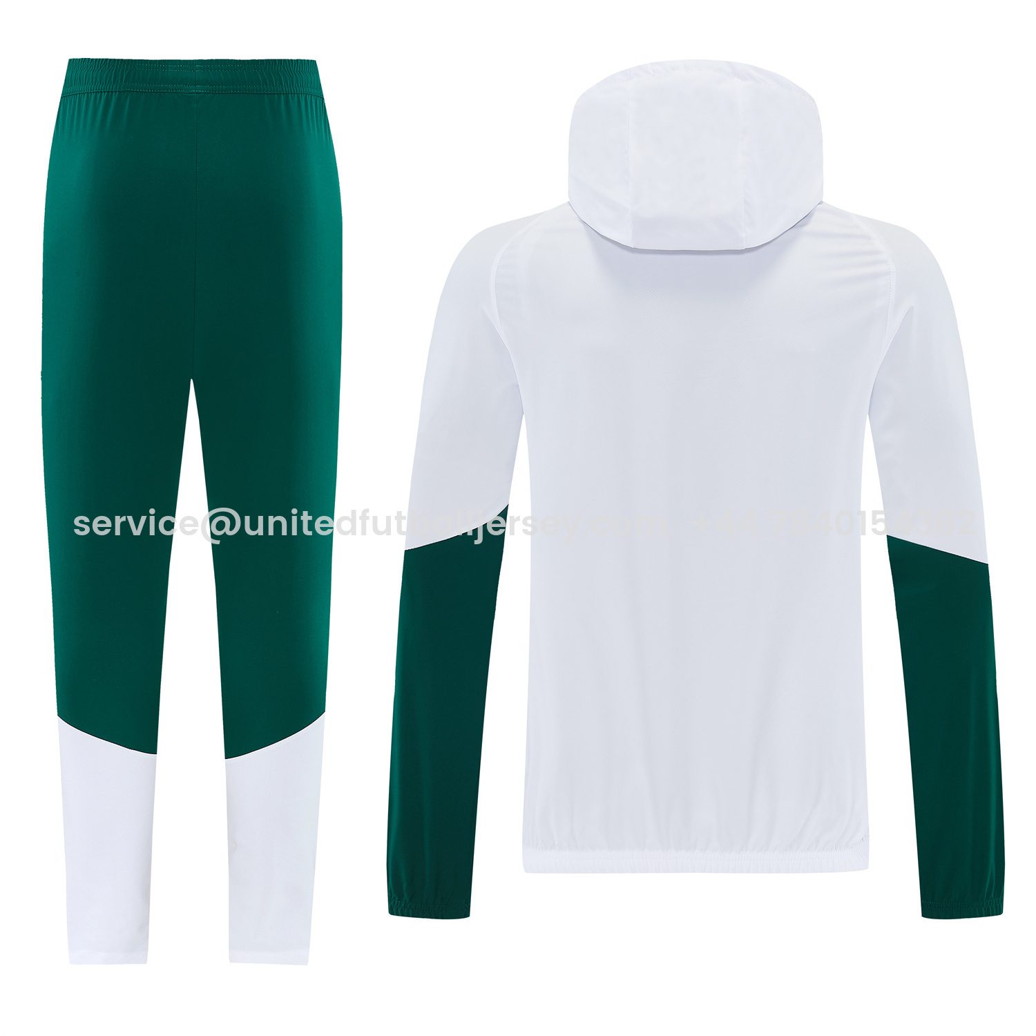 foot-Italy 2026 Hooded Windbreaker Training Set - White Top & Green Pants