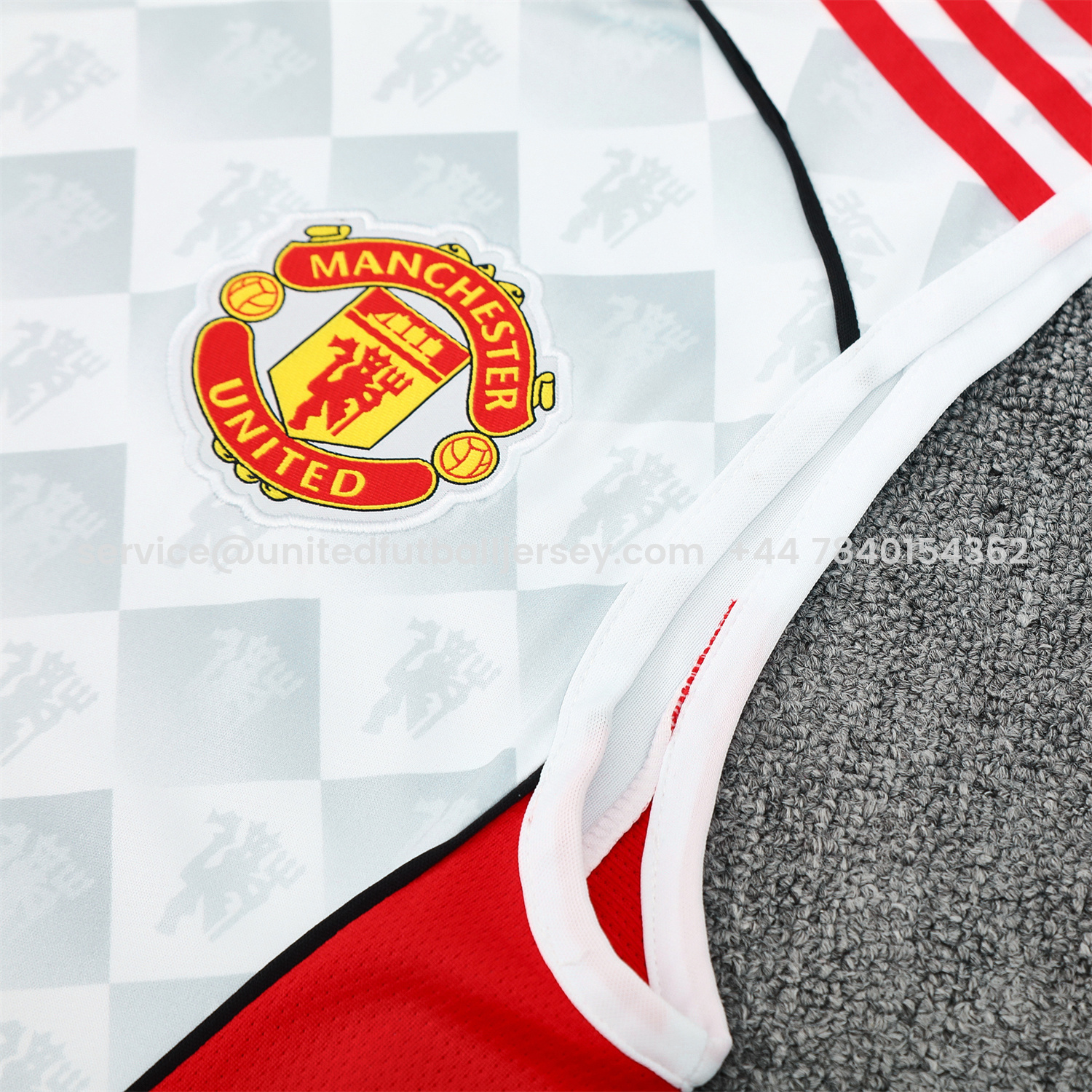 foot-Manchester United 25-26 Vest Training Set - Red Edge White Vest & Black Shorts