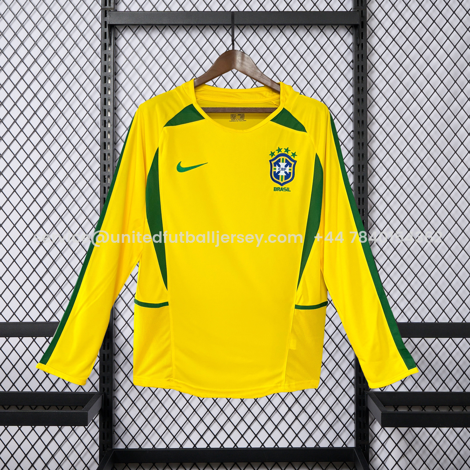 foot-Retro Brazil 2002 Home Long Sleeves Jersey