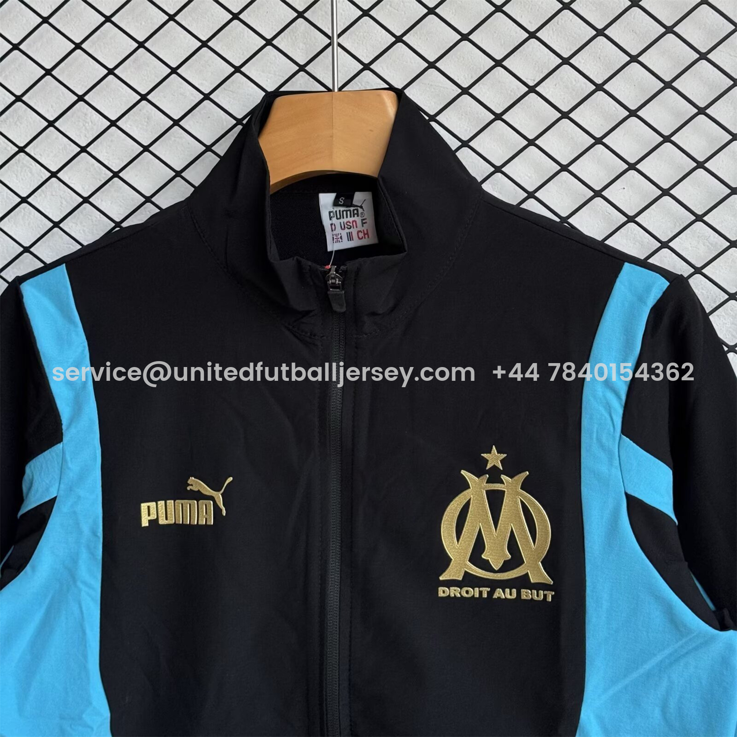 foot-Marseille 25-26 Windbreaker Training Set - Blue Black Top and Pants
