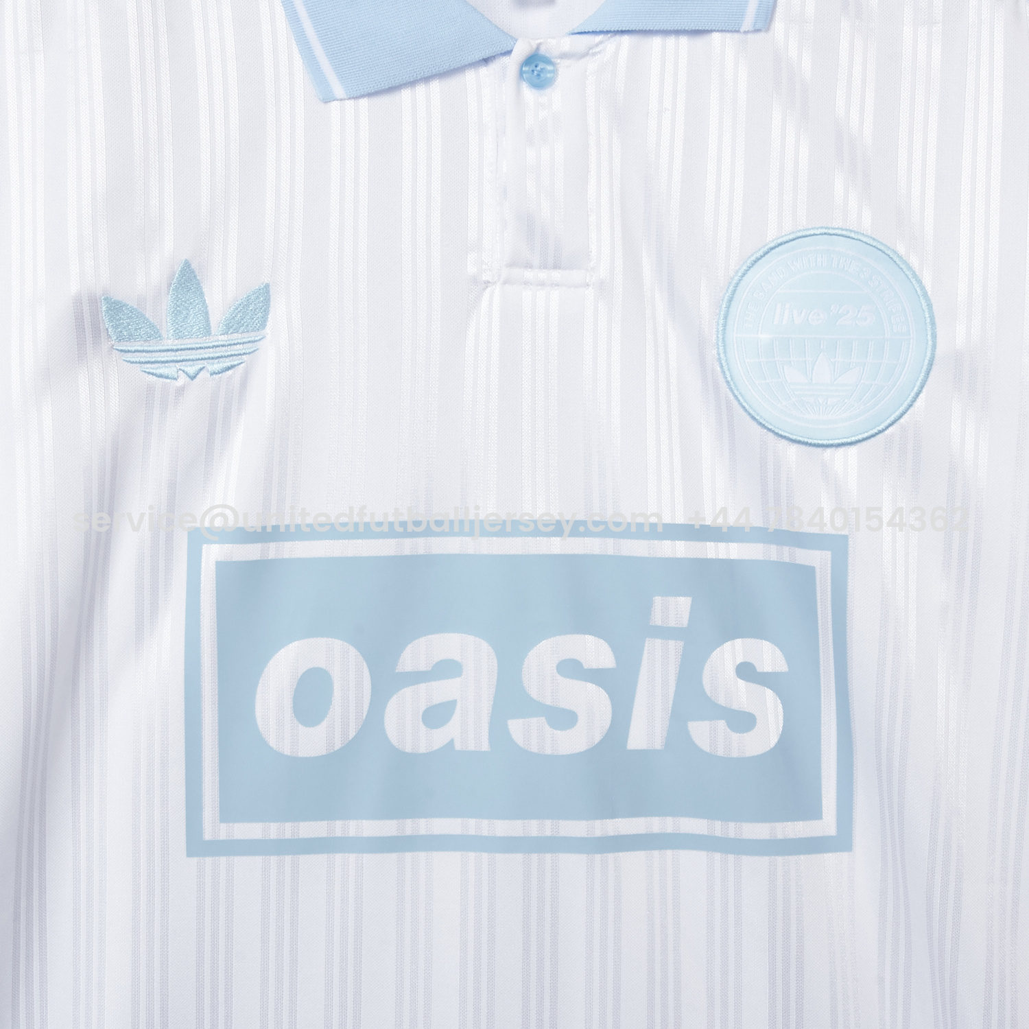 foot-Bohemian 25-26 Oasis Originals Tour White And Sky Blue Jersey With Number 25 - Fans Version