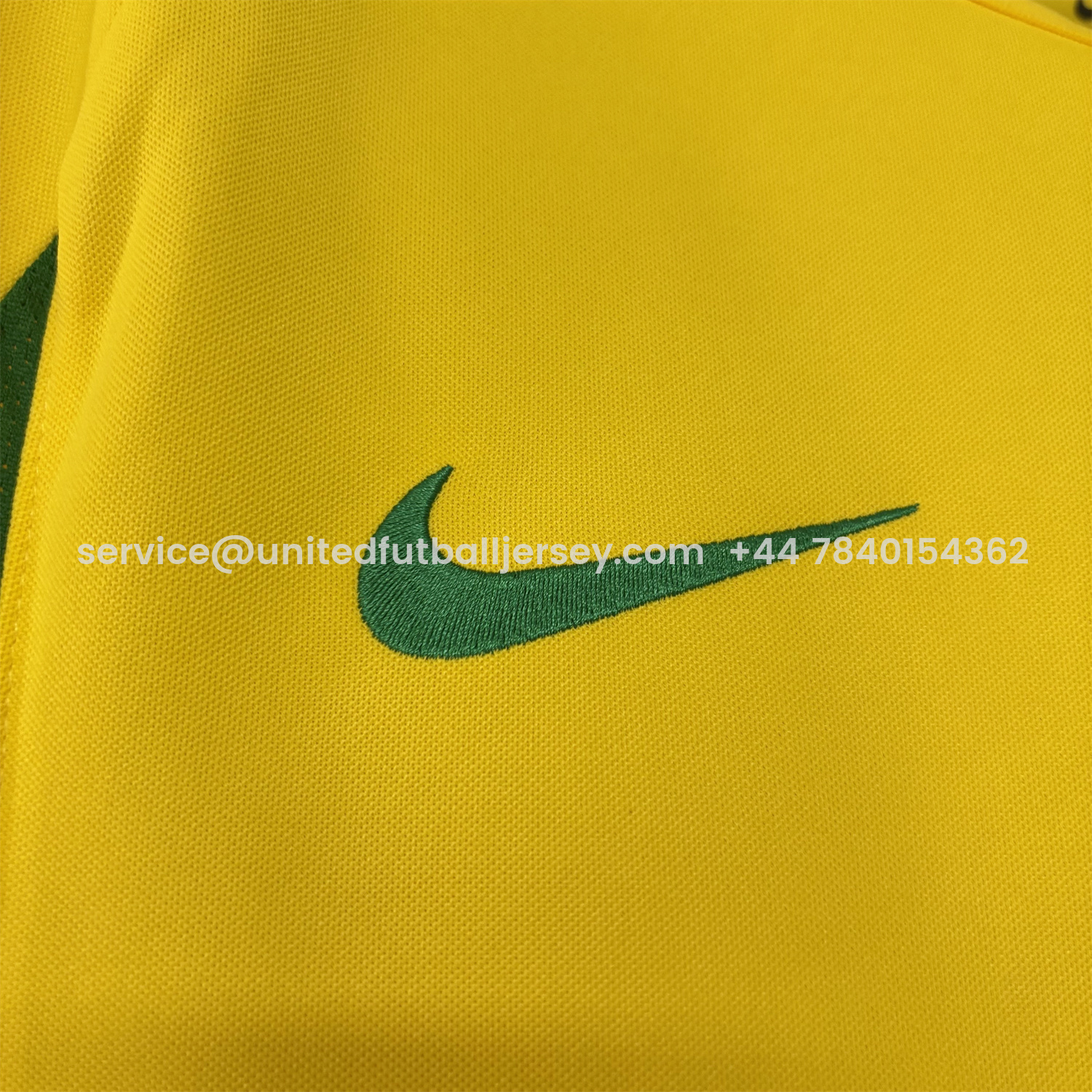 foot-Retro Brazil 2002 Home Long Sleeves Jersey