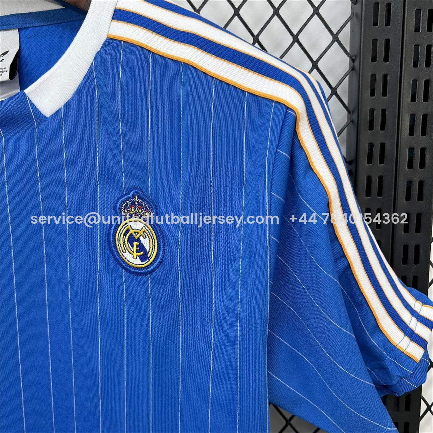 foot-Real Madrid 25-26 Trefoil White Lines Blue Travel Jersey - Fans Version