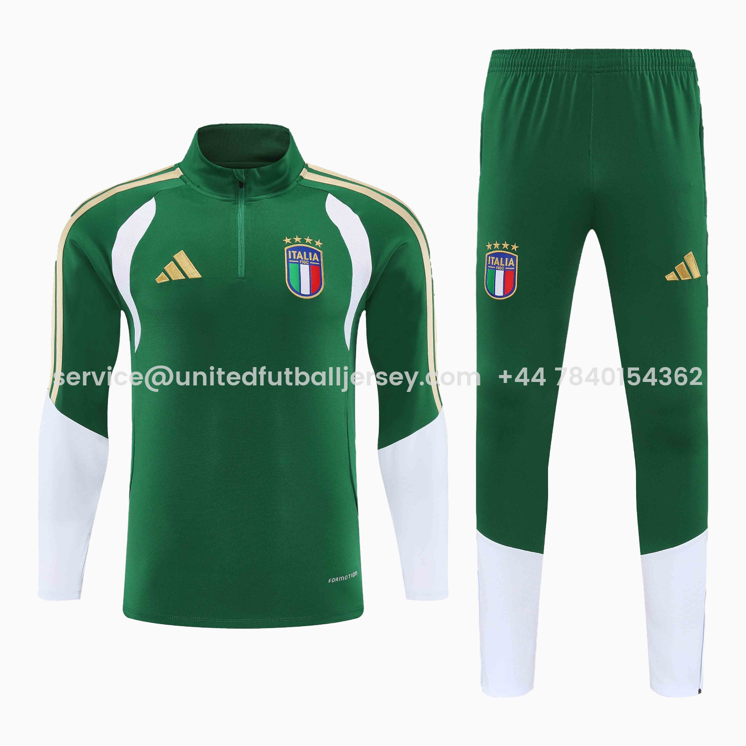 foot-Italy 2026 Kids Long Sleeve Training Set - Green Top & Pants