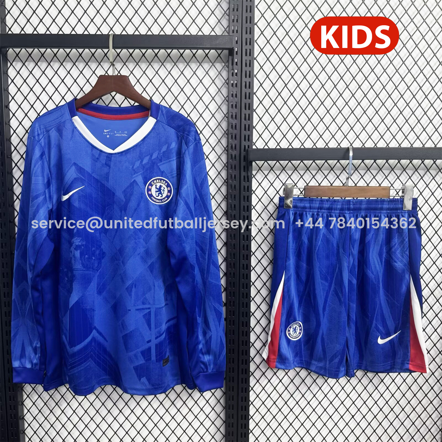foot-C.H.E.L.S.E.A 25-26 Home Long Sleeves Unsponsored Blue Kids Kit