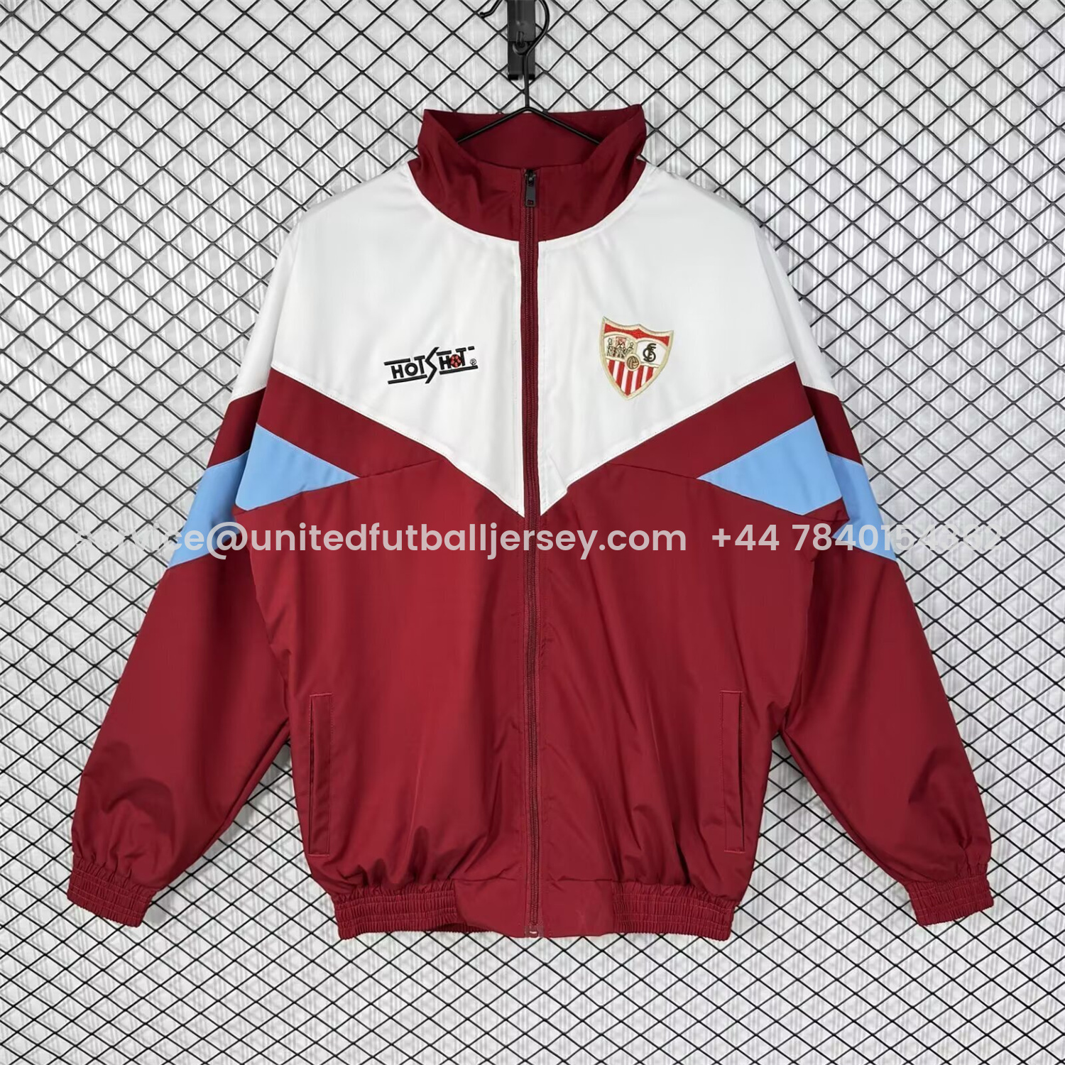 foot-Retro Sevilla 1993-94 Home Windbreaker Jacket - White And Red