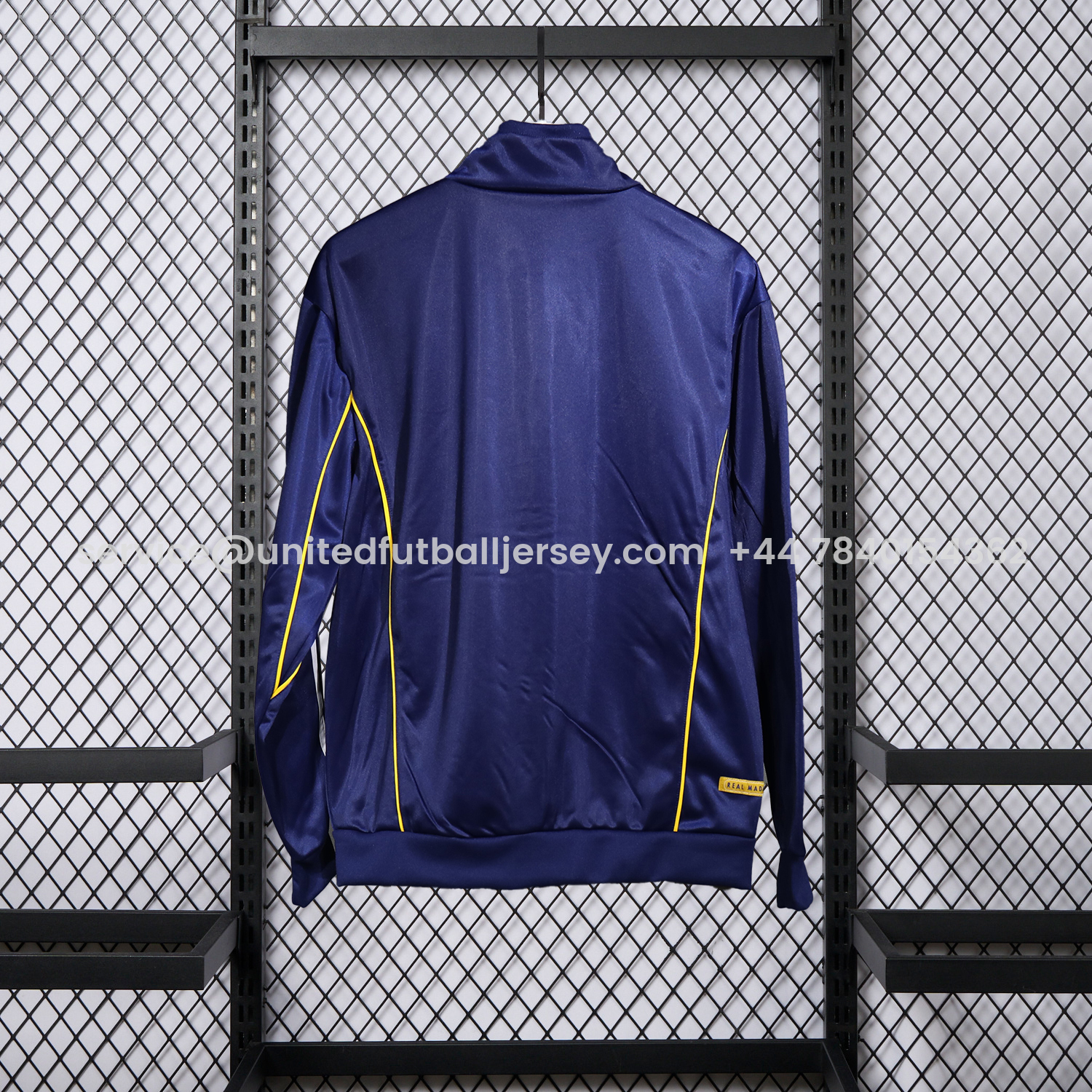 foot-Real Madrid 25-26 Pure Color Yellow Lines Training Set - Dark Blue Top and Dark Blue Pants