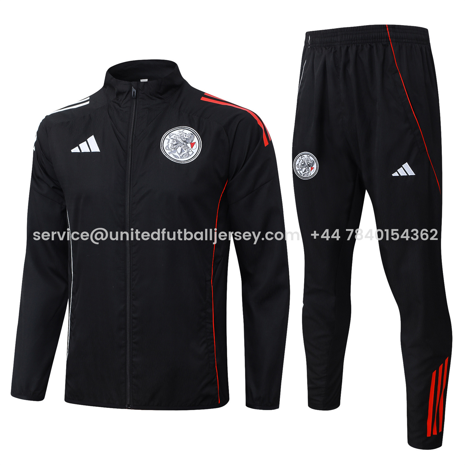 foot-Ajax 25-26 Windbreaker Training Set - Black Top and Pants