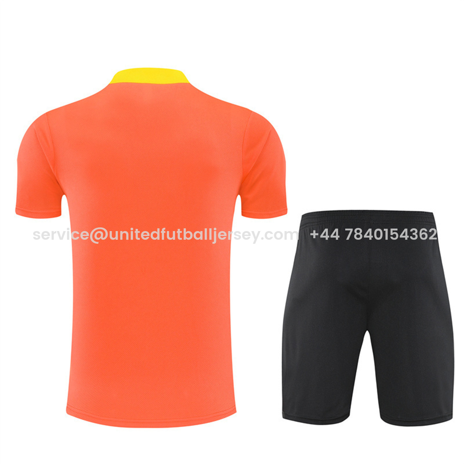 foot-Brazil 25-26 Short-Sleeve Training Set - Orange Top & Black Shorts