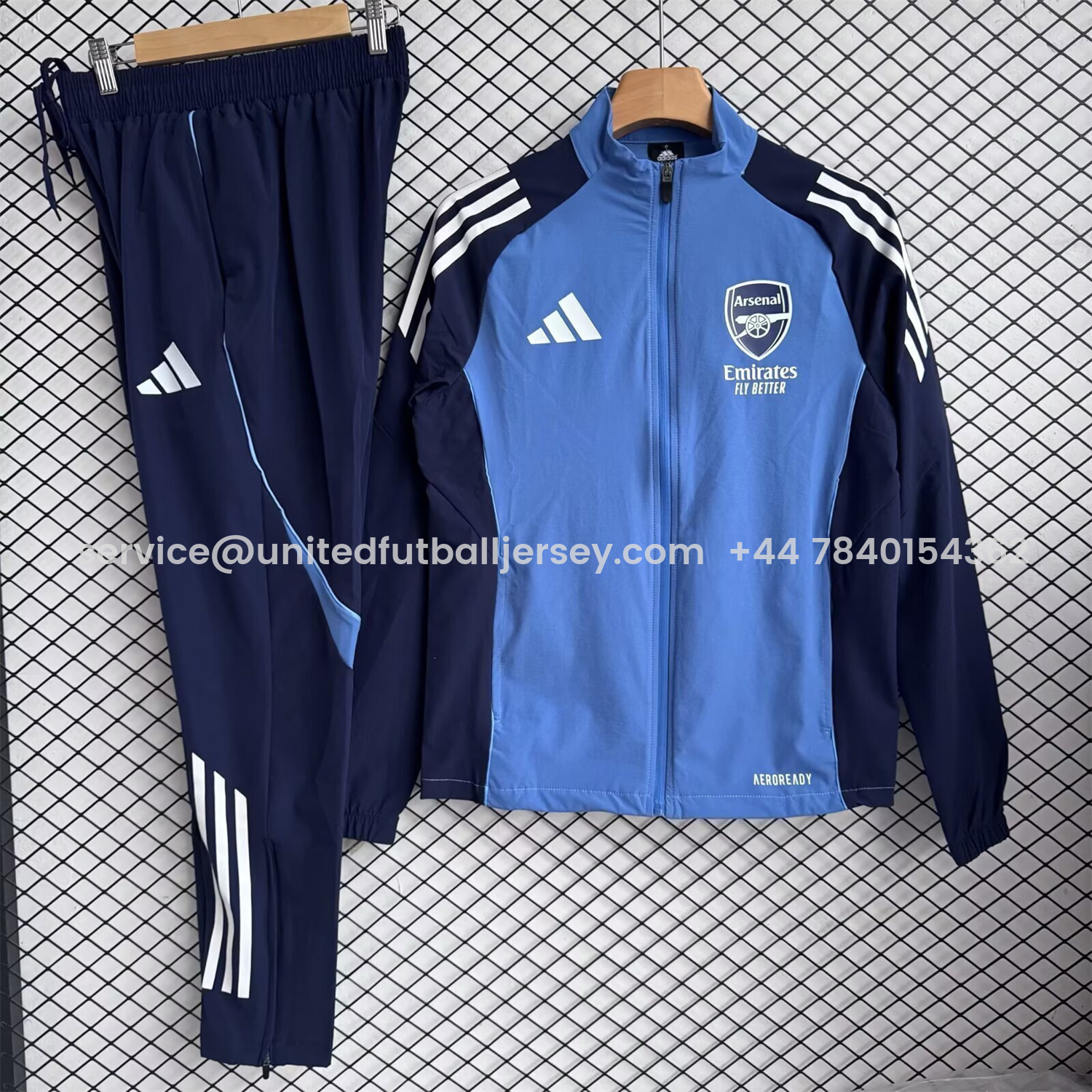 foot-Arsenal 25-26 Windbreaker Training Set - Blue Top and Black Pants