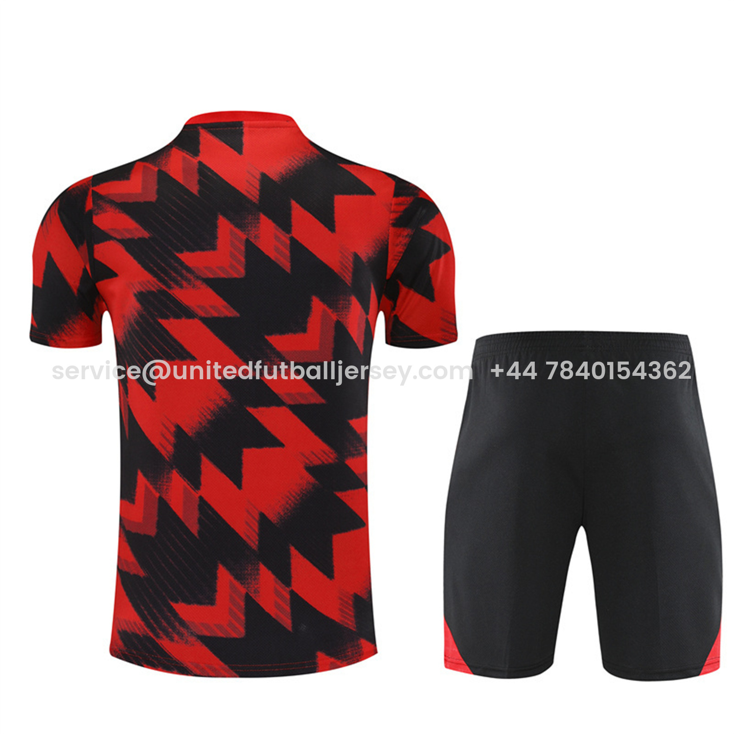 foot-Manchester United 25-26 Short-Sleeve Training Set - Red Camouflage Top & Black Shorts