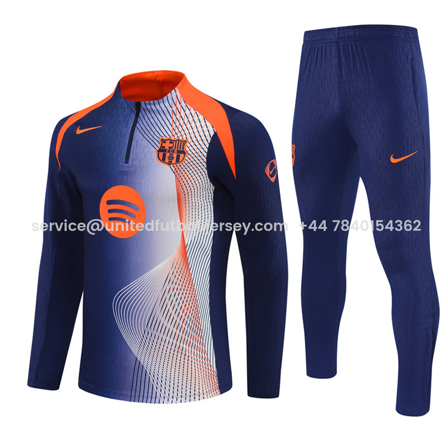 foot-Barcelona 25-26 Long Sleeve Training Set - Red Blue Line Top & Blue Pants