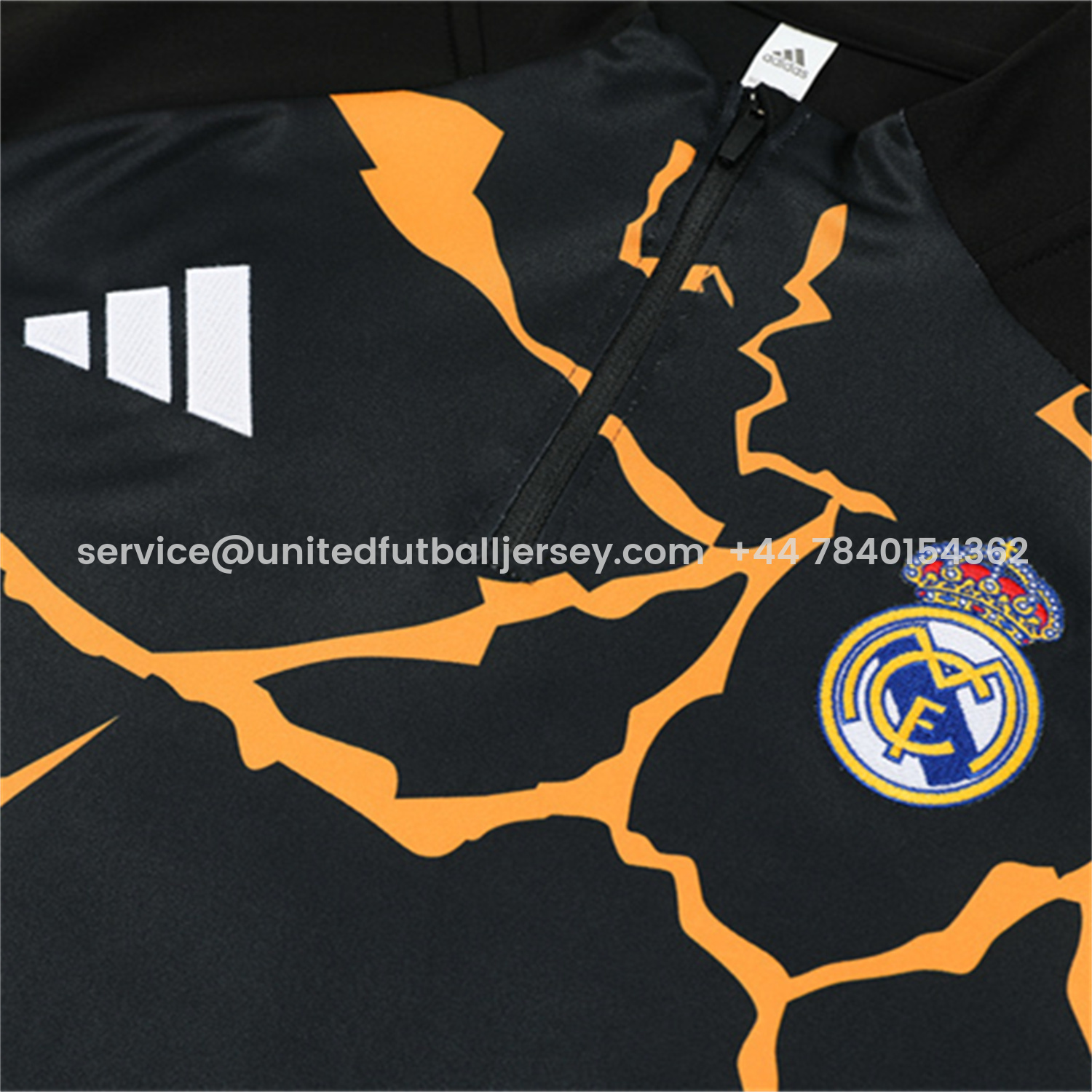 foot-Real Madrid 25-26 Long Sleeve Training Set - Player Version - Yellow Pattern Black Top and Black Pants