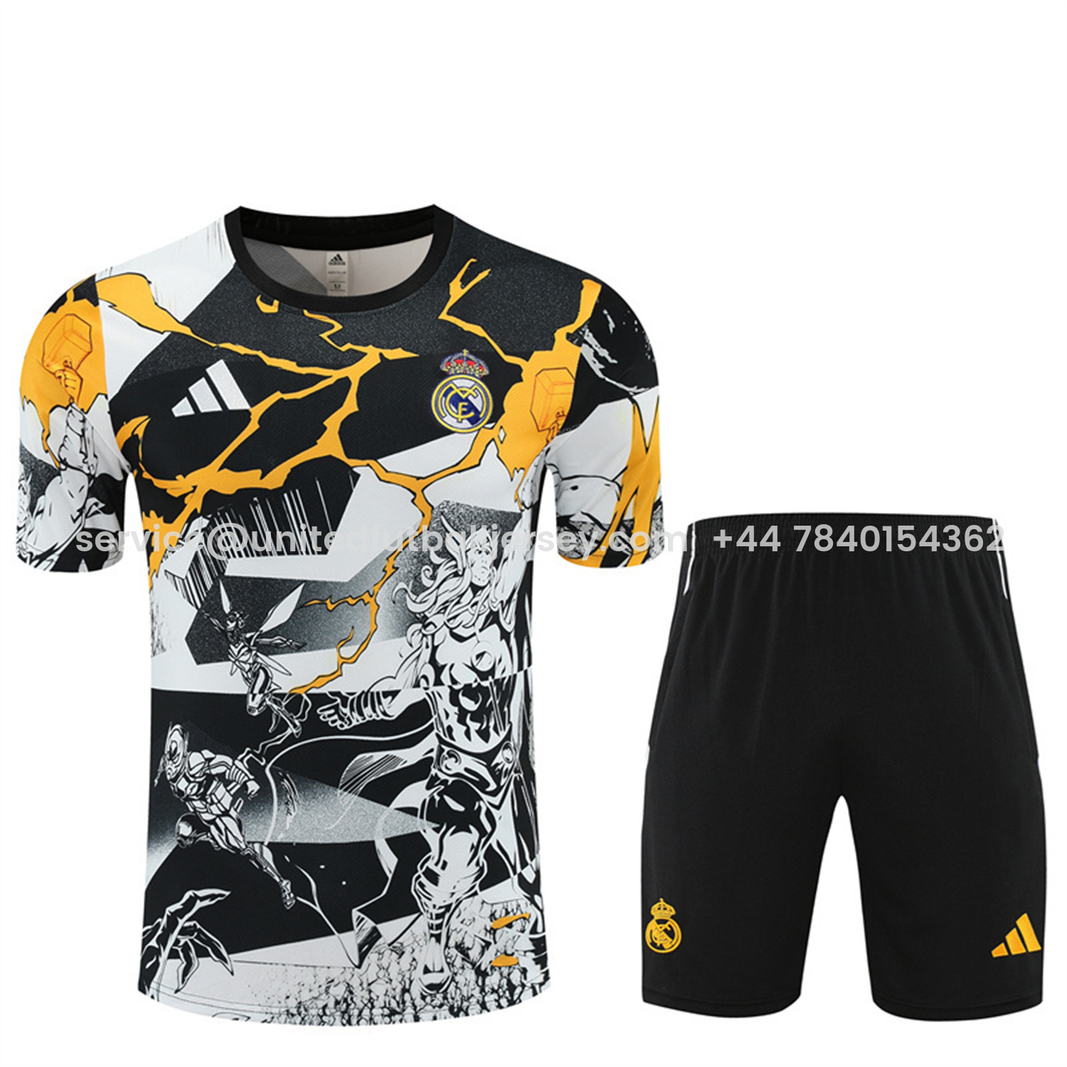 foot-Real Madrid 25-26 Thunder Comics Kids Short-Sleeve Training Set - Comic Pattern Top & Shorts