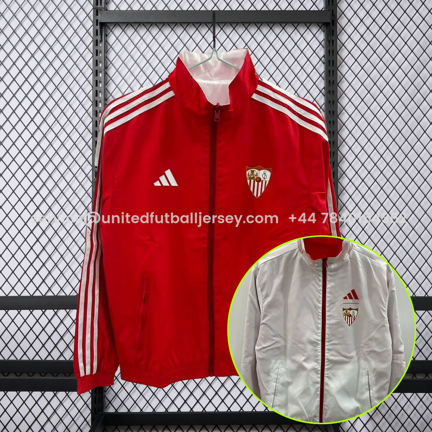 foot-Sevilla 25-26 Double Sided Reversible Windbreaker - Red & White