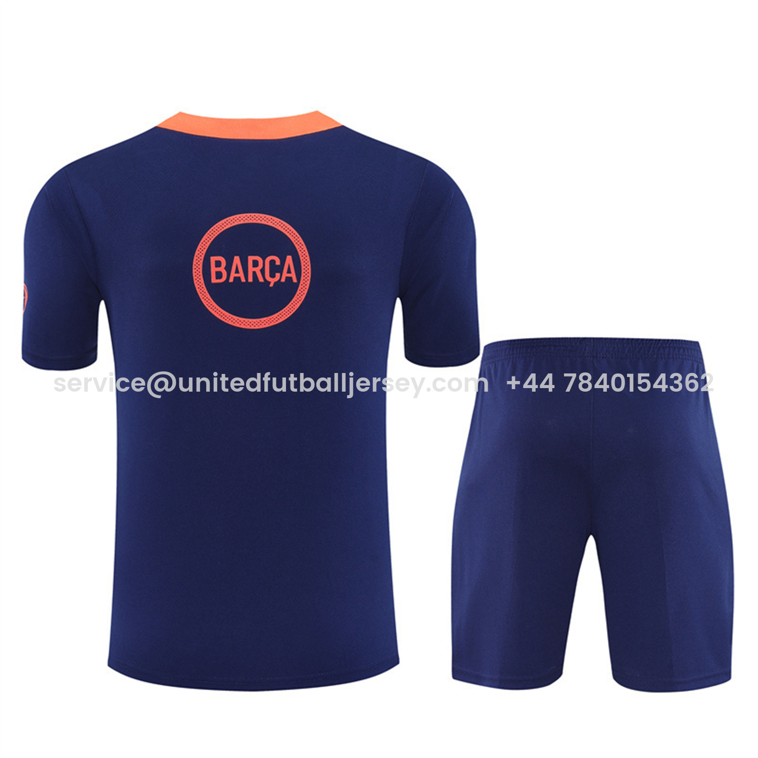 foot-Barcelona 25-26 Kids Short-Sleeve Training Set - Red Blue Line Top & Blue Shorts