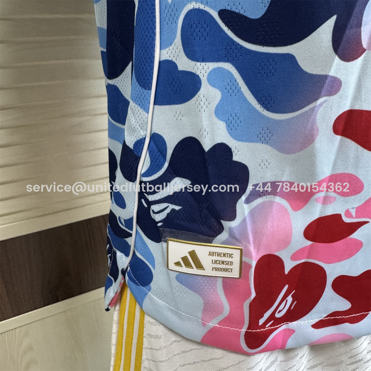 foot-Adidas x A Bathing Ape Pink And Blue Camouflage Special Jersey - Player Version