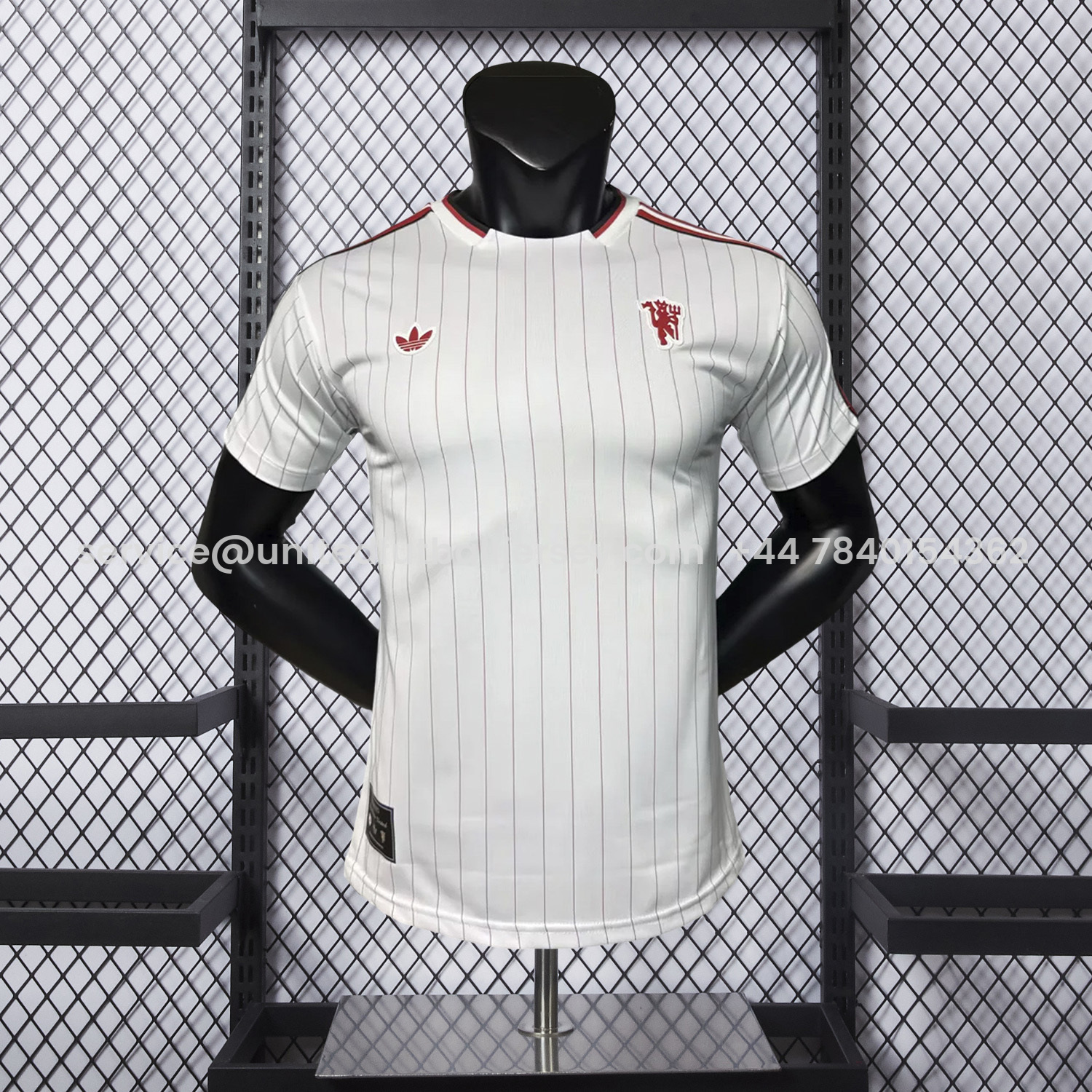 foot-Manchester United 25-26 Trefoil Red Lines White Travel Jersey - Player Version