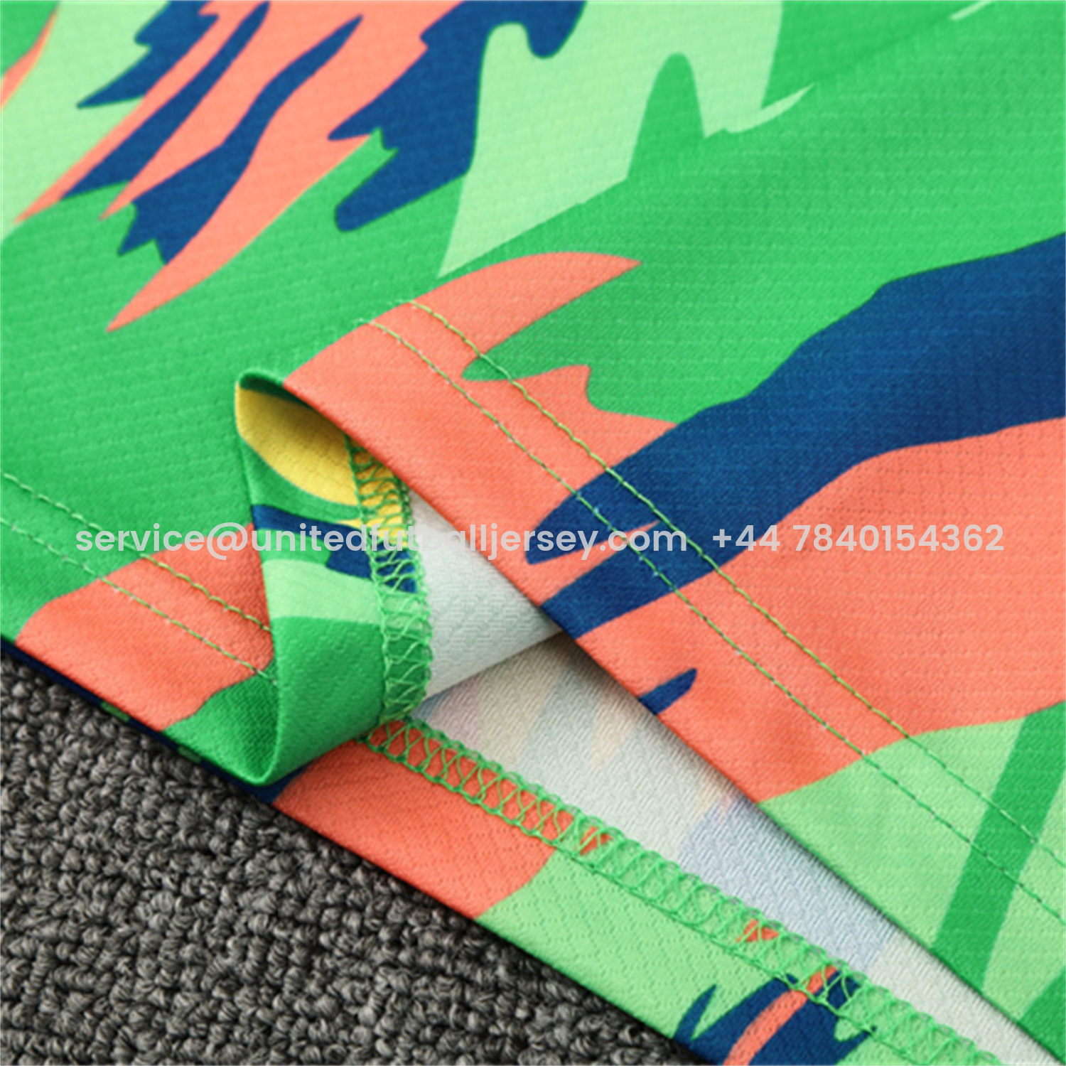 foot-Brazil 25-26 Short-Sleeve Training Set - Blue Green Camouflage Top & Blue Shorts