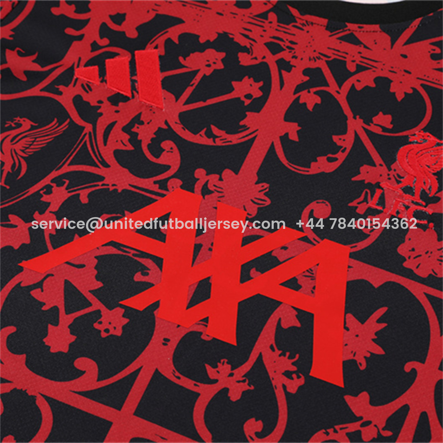 foot-Liver.pool 25-26 Kids Short-Sleeve Training Set - Red Camouflage Top & Black Shorts