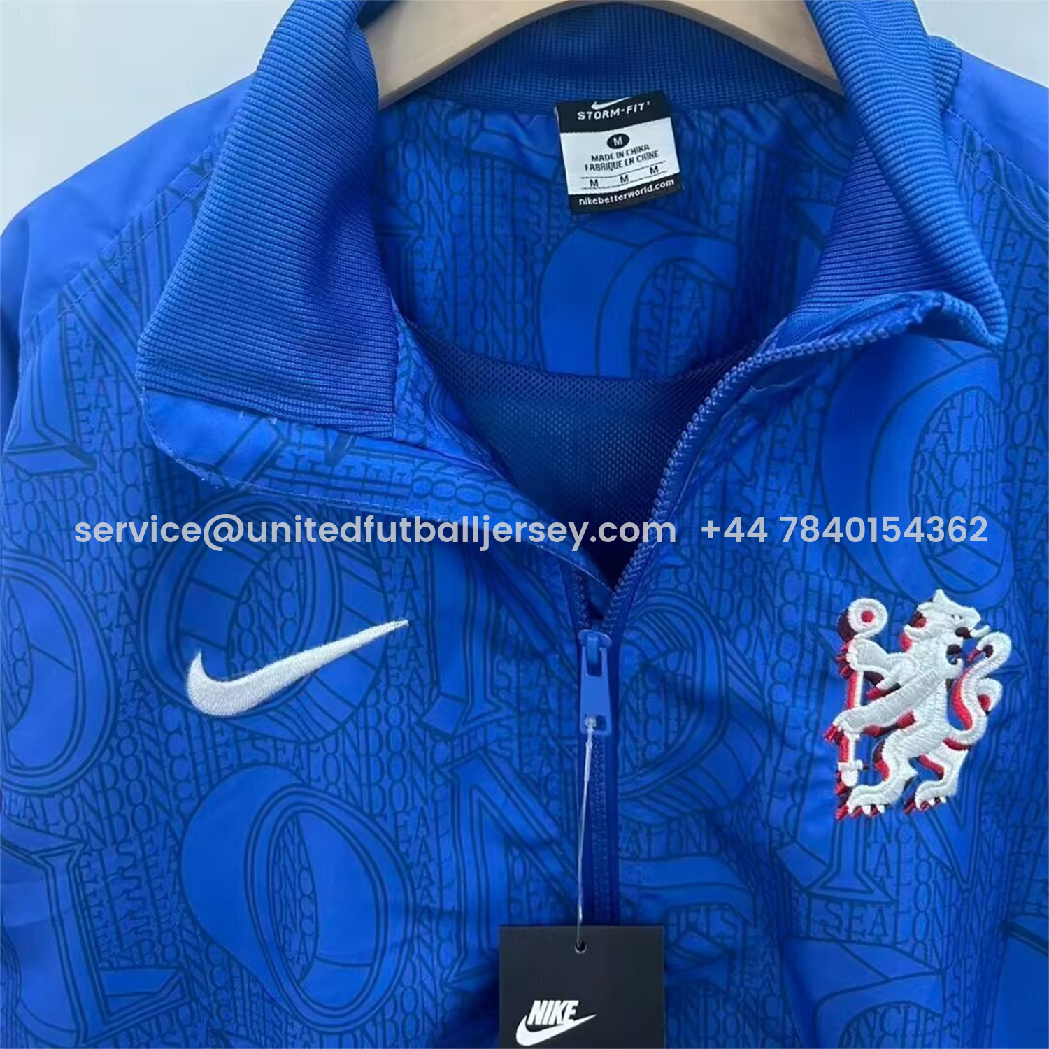 foot-C.H.E.L.S.E.A 25-26 Subtle Letter Pattern Windbreaker Jacket - Blue