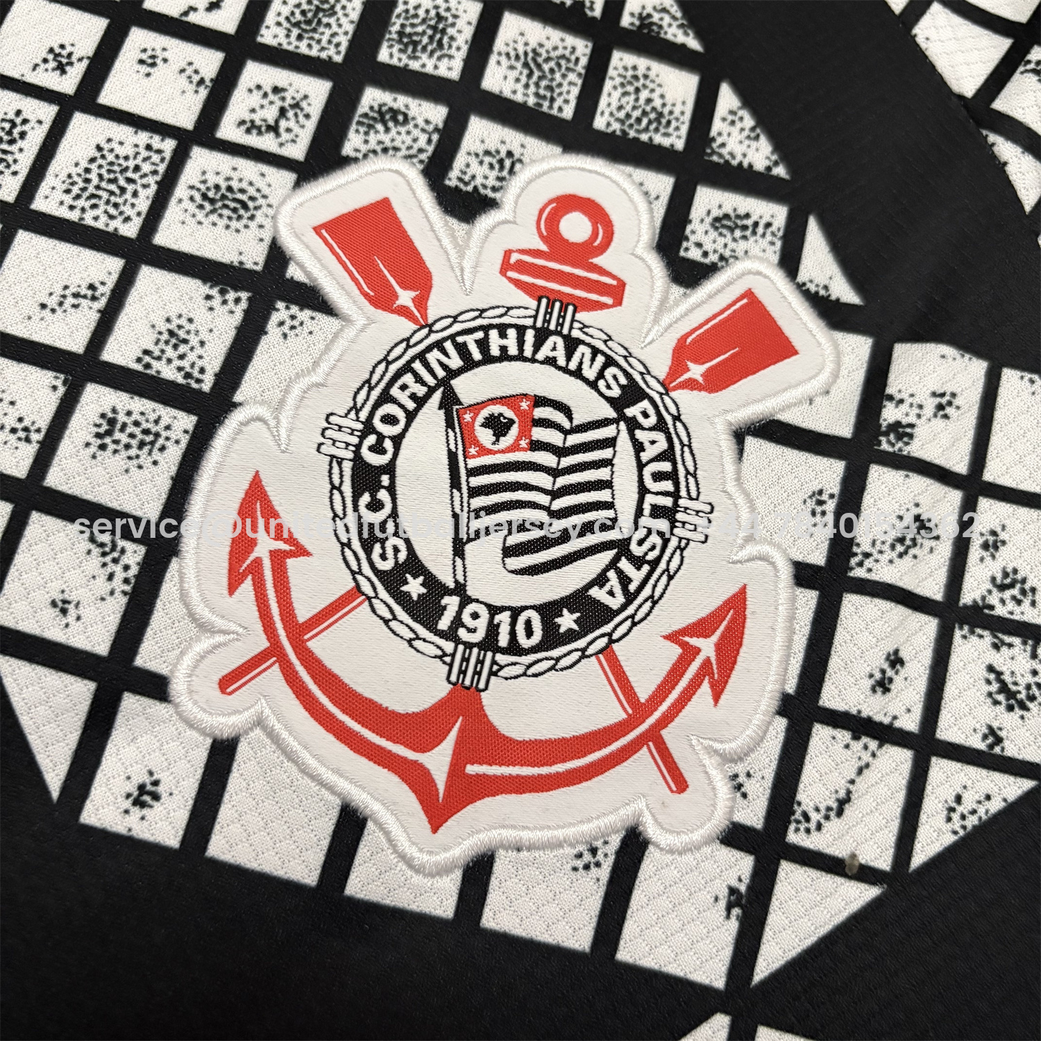 foot-Corinthians 2025-26 White And Black Pre-Match Jersey - Fans Version