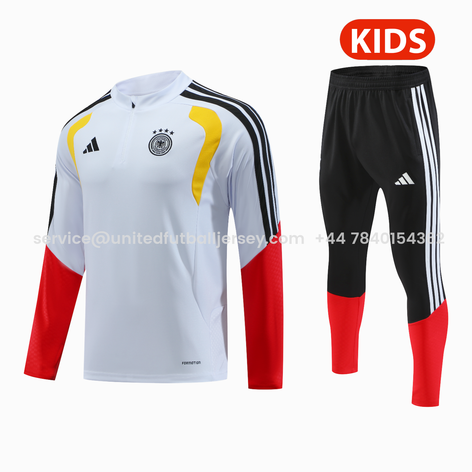 foot-Germany 2026 Kids Long Sleeve Training Set - White Top & Pants