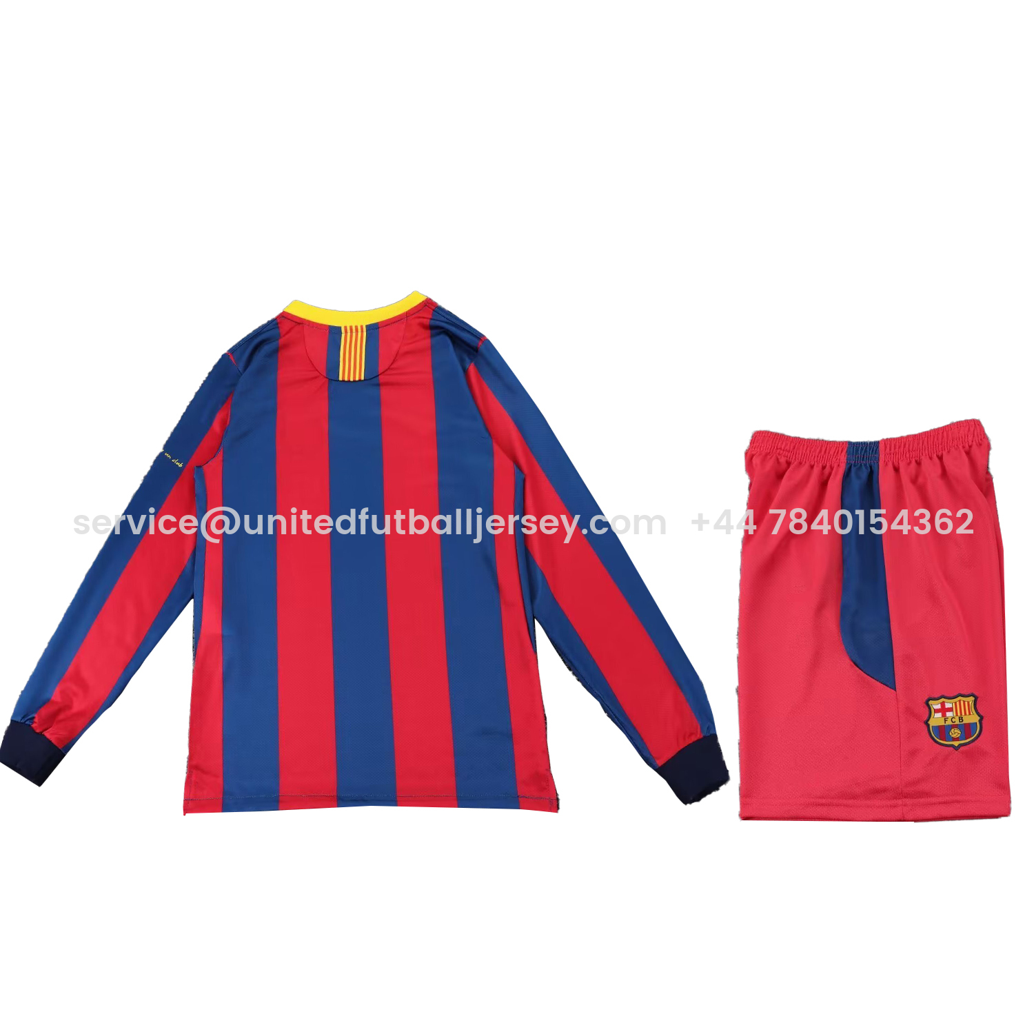 foot-Retro Barcelona 2010-11 Home Long Sleeves Kids Kit