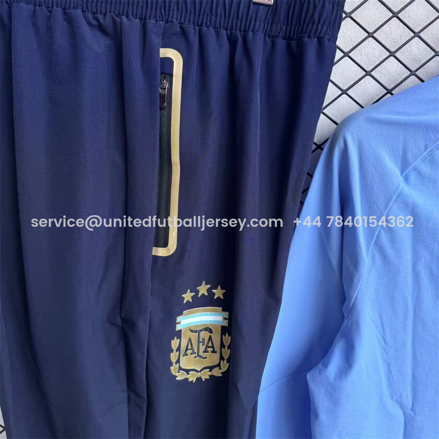 foot-Argentina 2026 Windbreaker Training Set - Blue Top and Black Pants