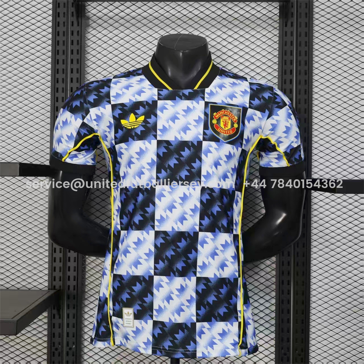 foot-Manchester United 25-26 Blue And Black Checkerboard Special Jersey - Player Version