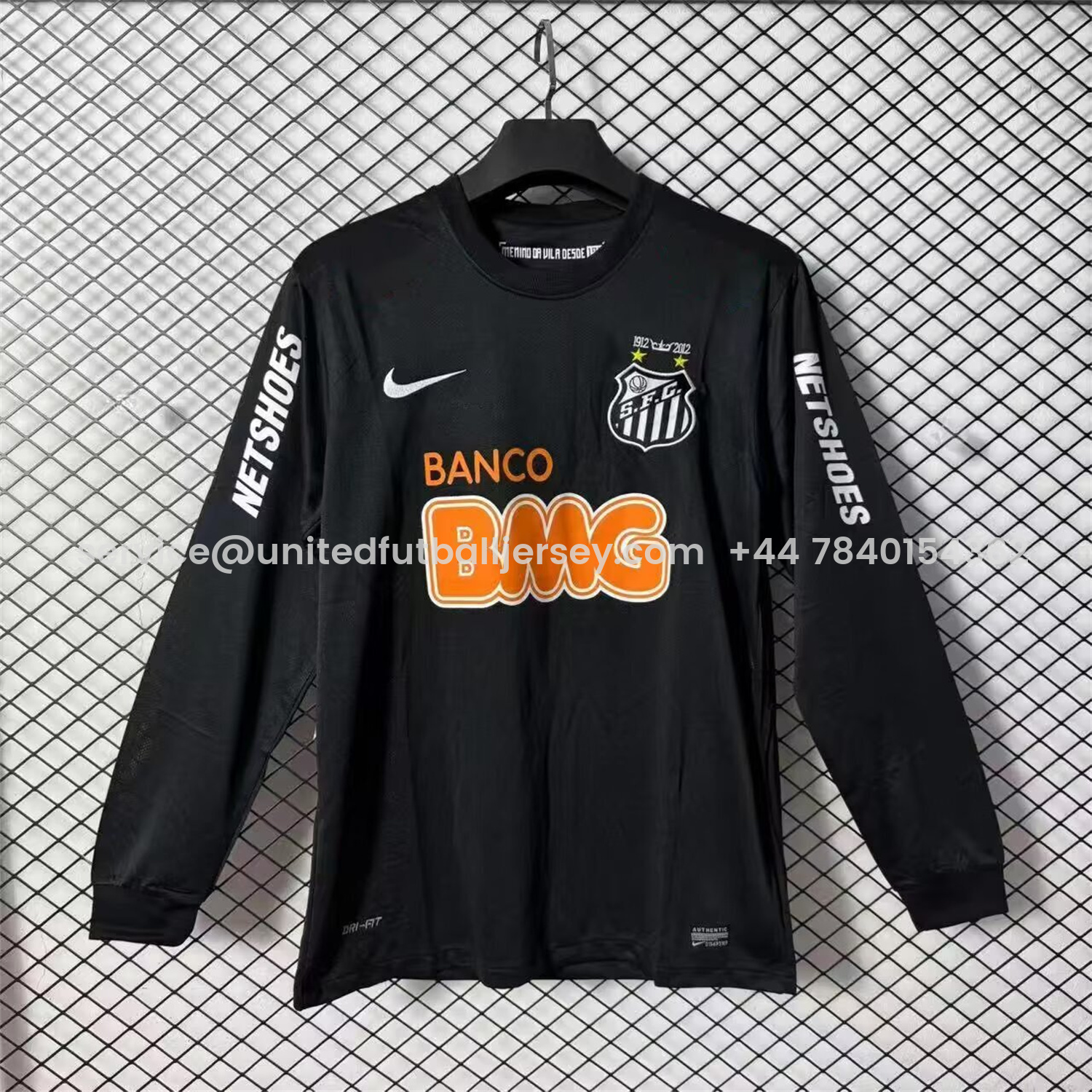 foot-Retro Santos 2011-12 Black Long Sleeves Jersey