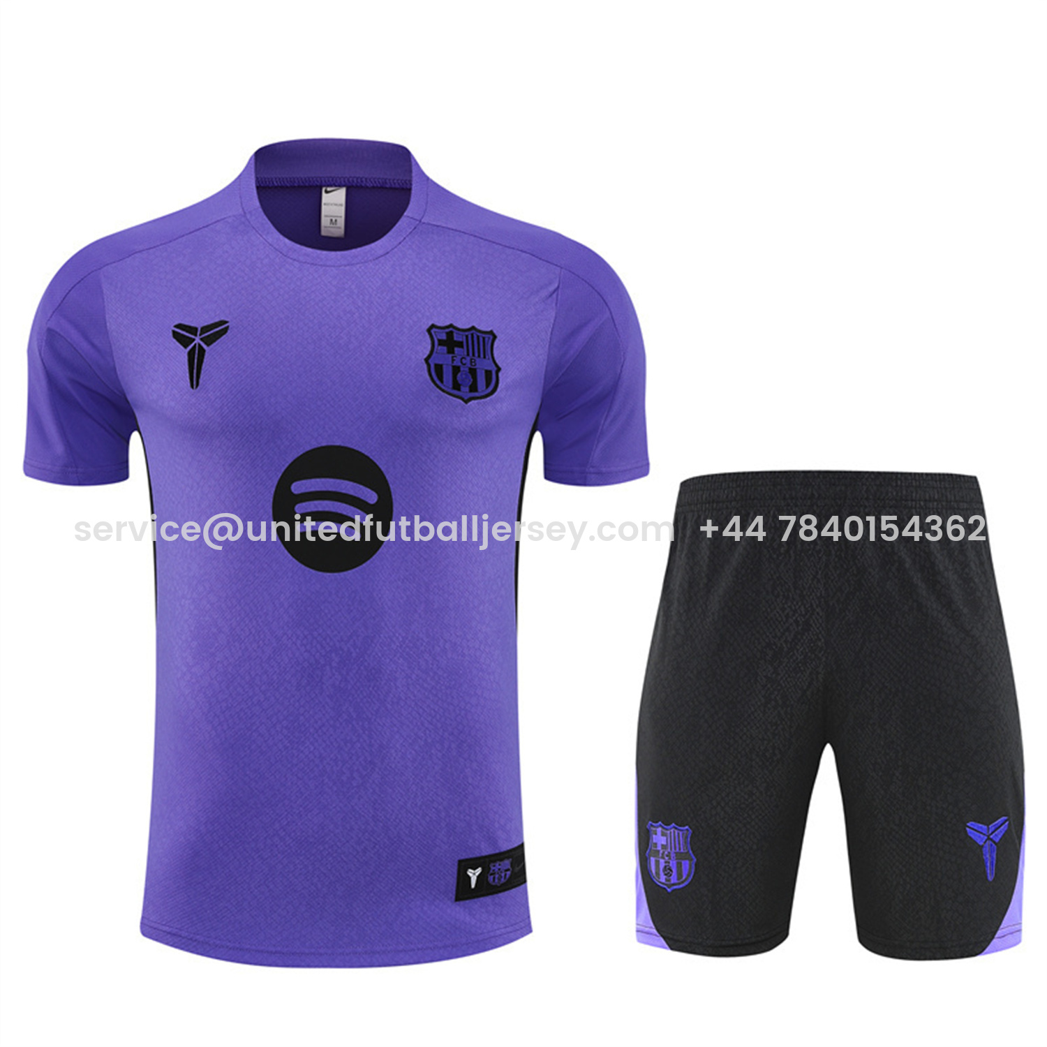 foot-Barcelona 25-26 X KB Short-Sleeve Training Set - Purple Top & Black Shorts