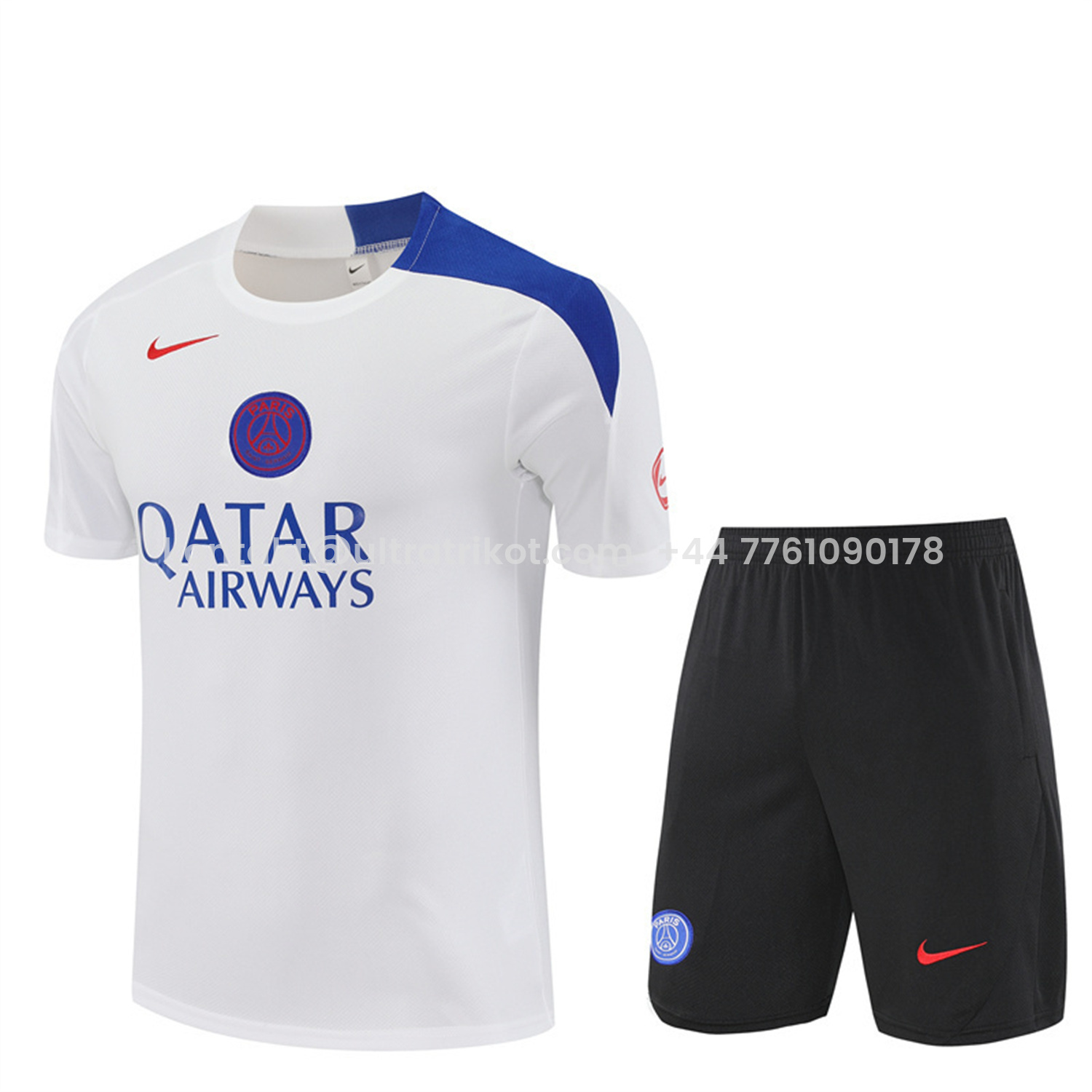 UltraTrikot-Paris Saint-Germain PSG 25-26 Short-Sleeve Training Set - White Top & Black Shorts
