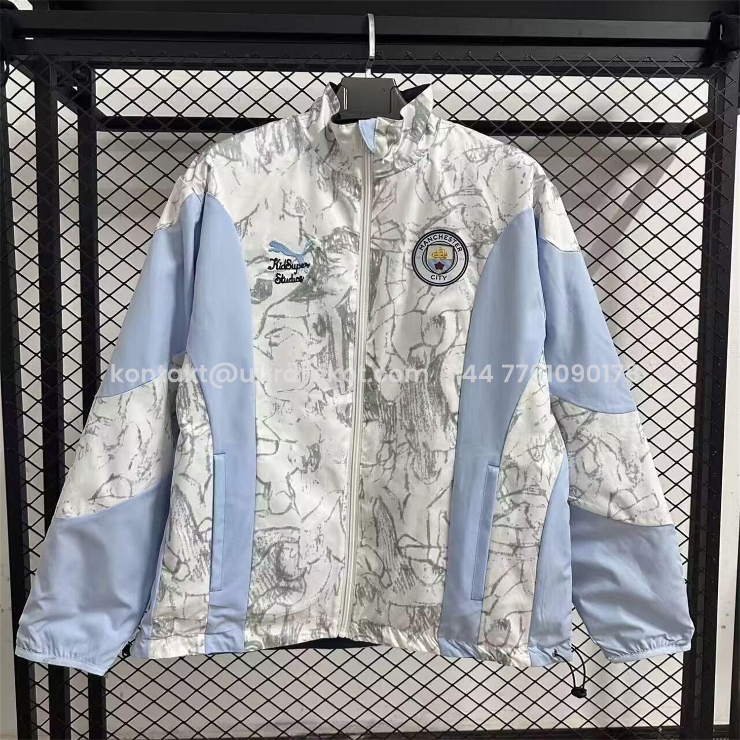 UltraTrikot-Manchester City 25-26 Double Sided Reversible Windbreaker - Deep Blue & White