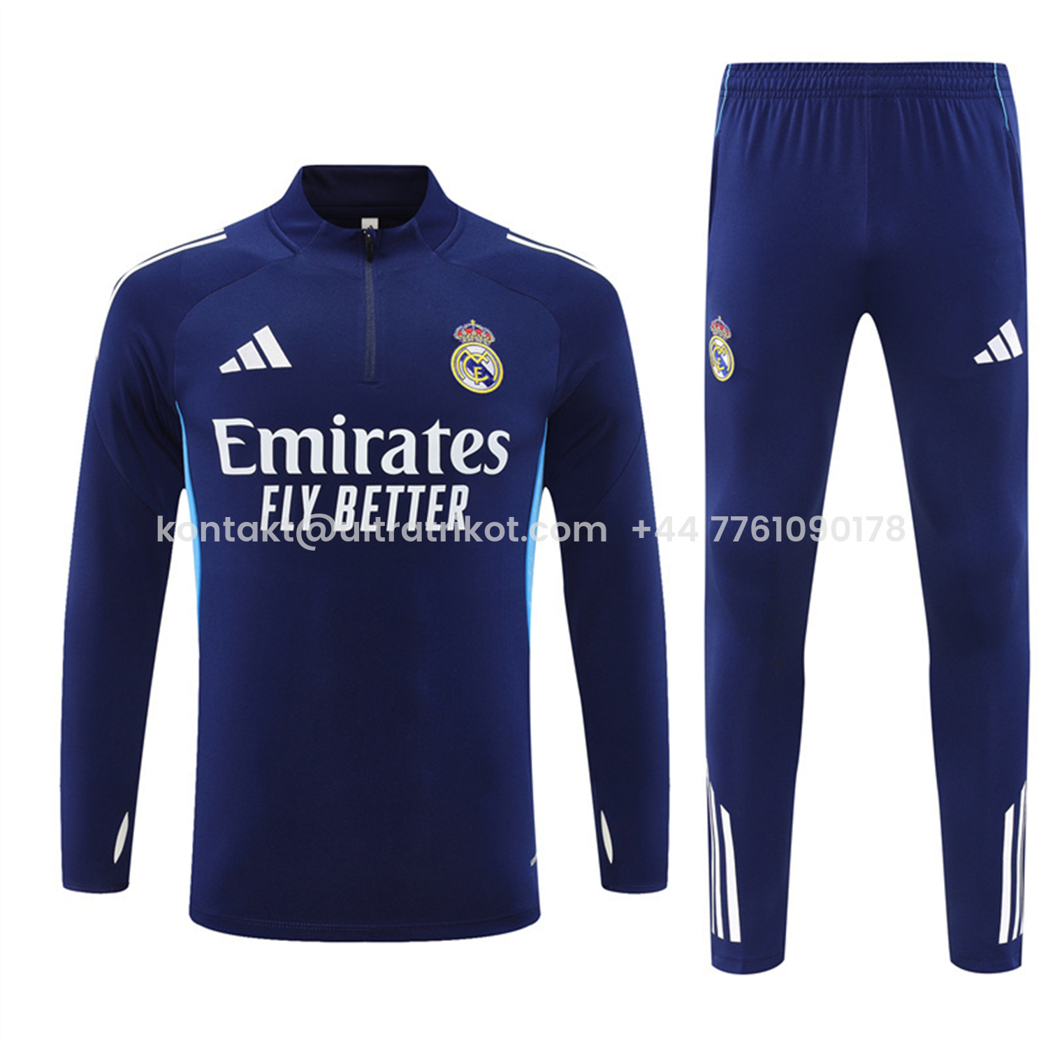 UltraTrikot-Real Madrid 25-26 Long Sleeve Training Set - Deep Blue Top & Pants