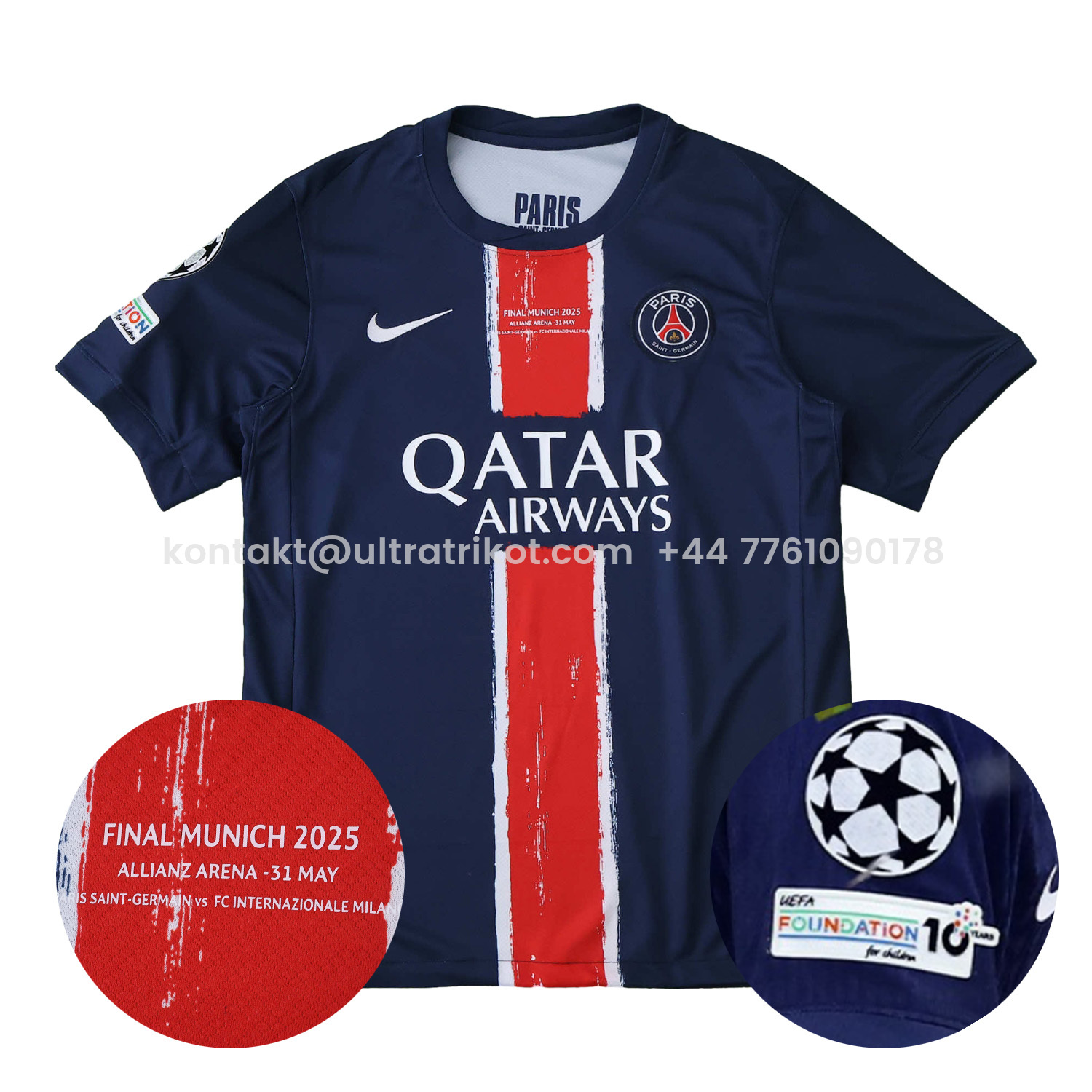 UltraTrikot-Paris Saint-Germain PSG 24-25 Home Champions League Final Home Jersey - Fans Version