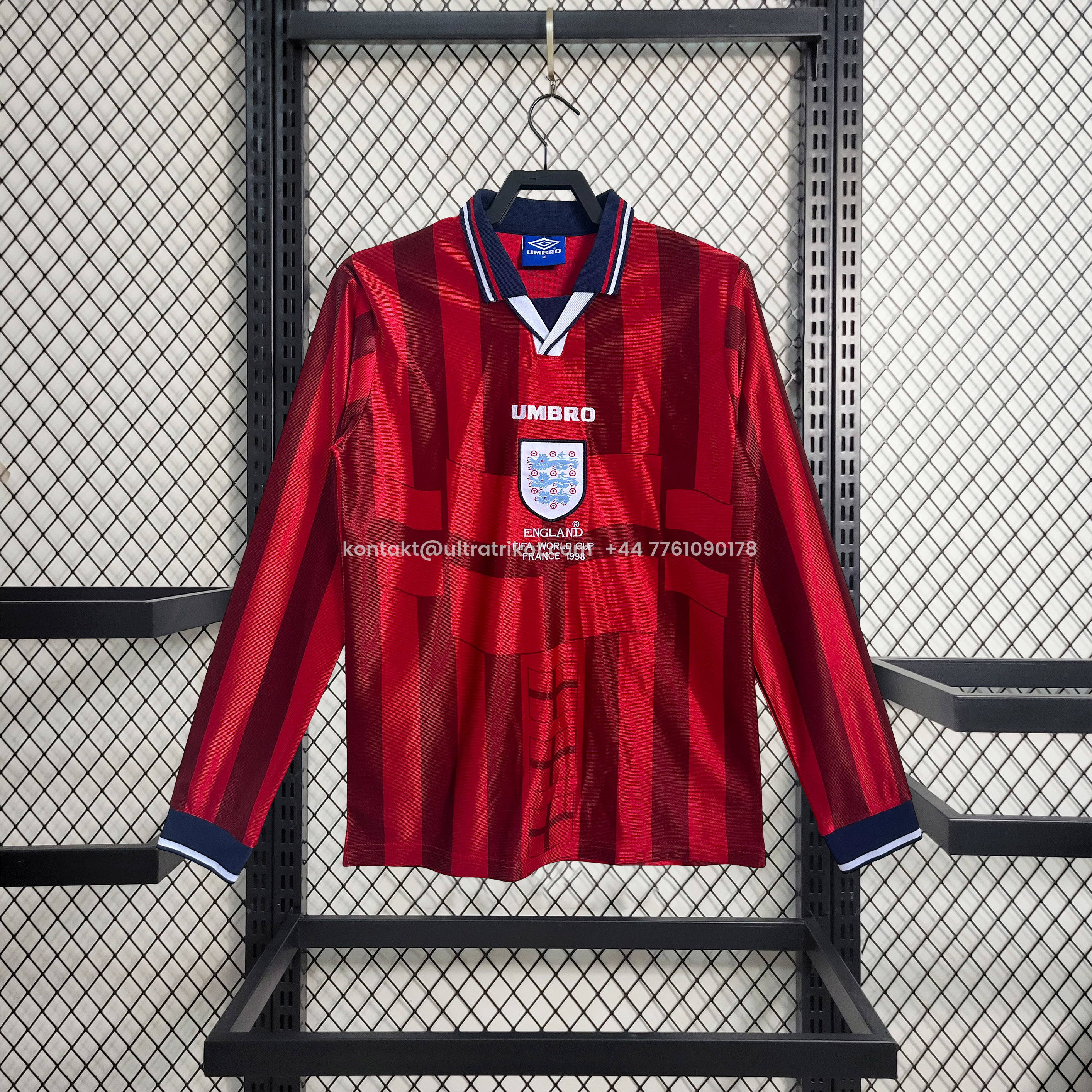 UltraTrikot-Retro England 1998 Away Long Sleeve Jersey