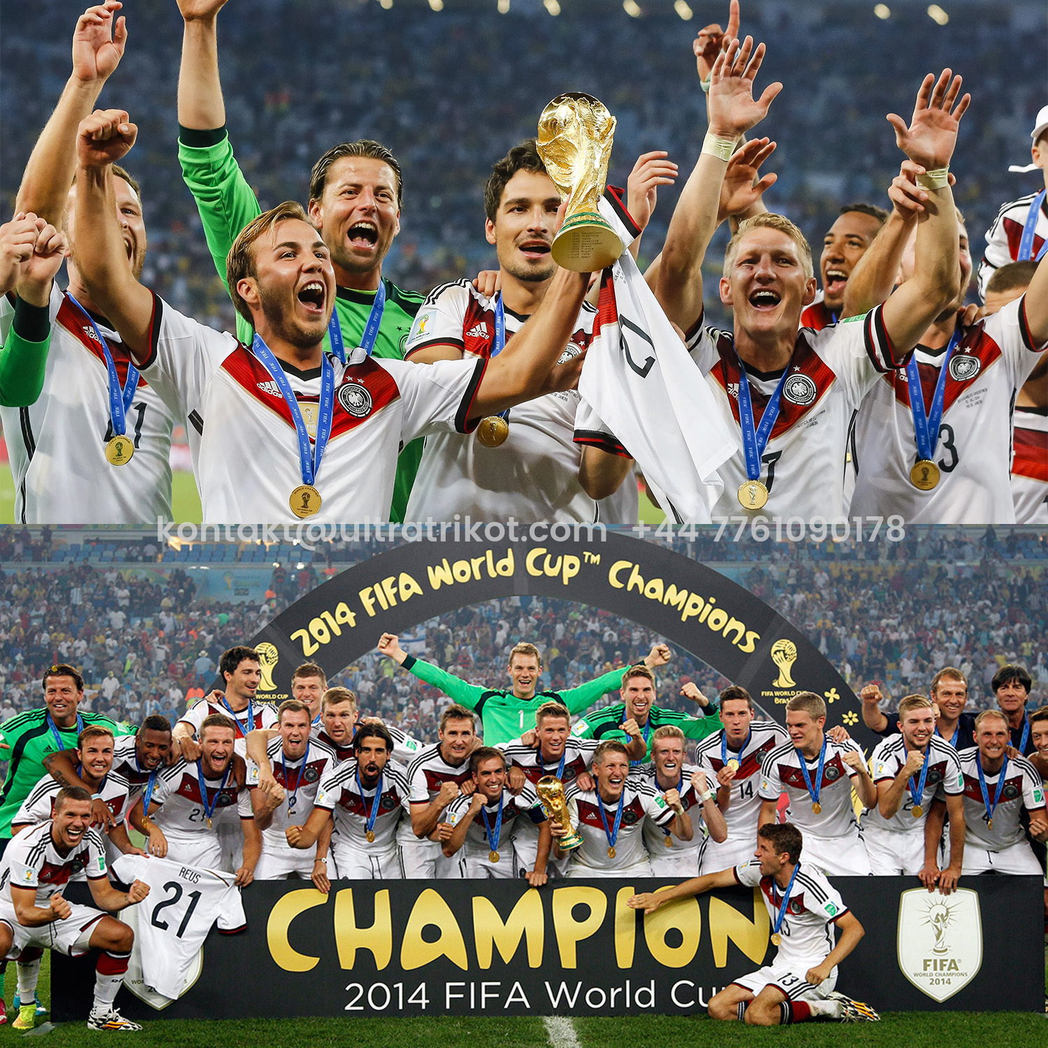 UltraTrikot-Retro Germany 2014 Home Long Sleeves Jersey - Player Version