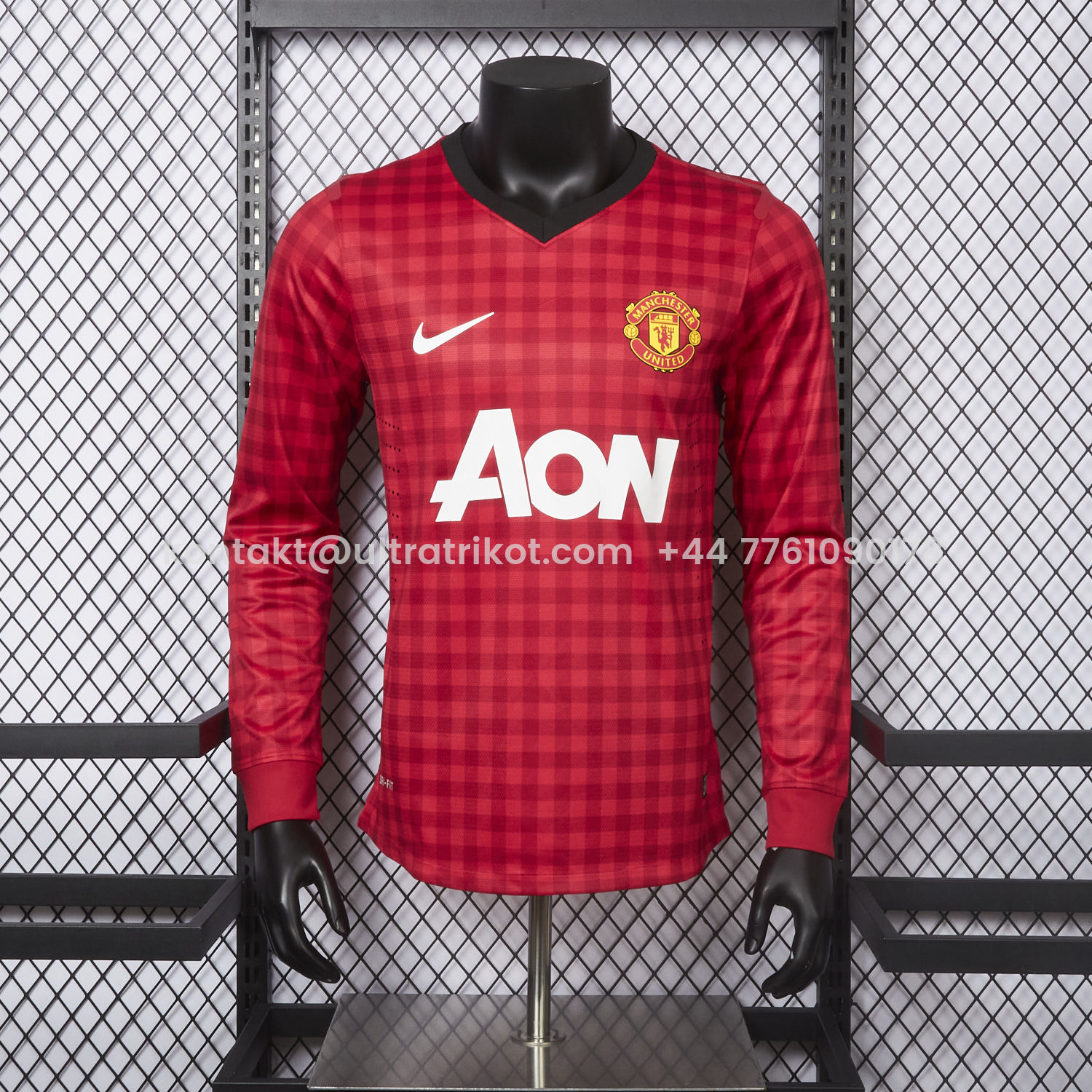 UltraTrikot-Retro Manchester United 2012-13 Home Long Sleeve Jersey - Player Version