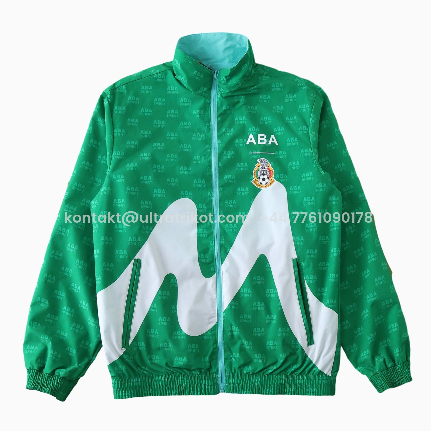 UltraTrikot-Retro Mexico 1995 Retro Style Double Sided Reversible Windbreaker - Green & Blue