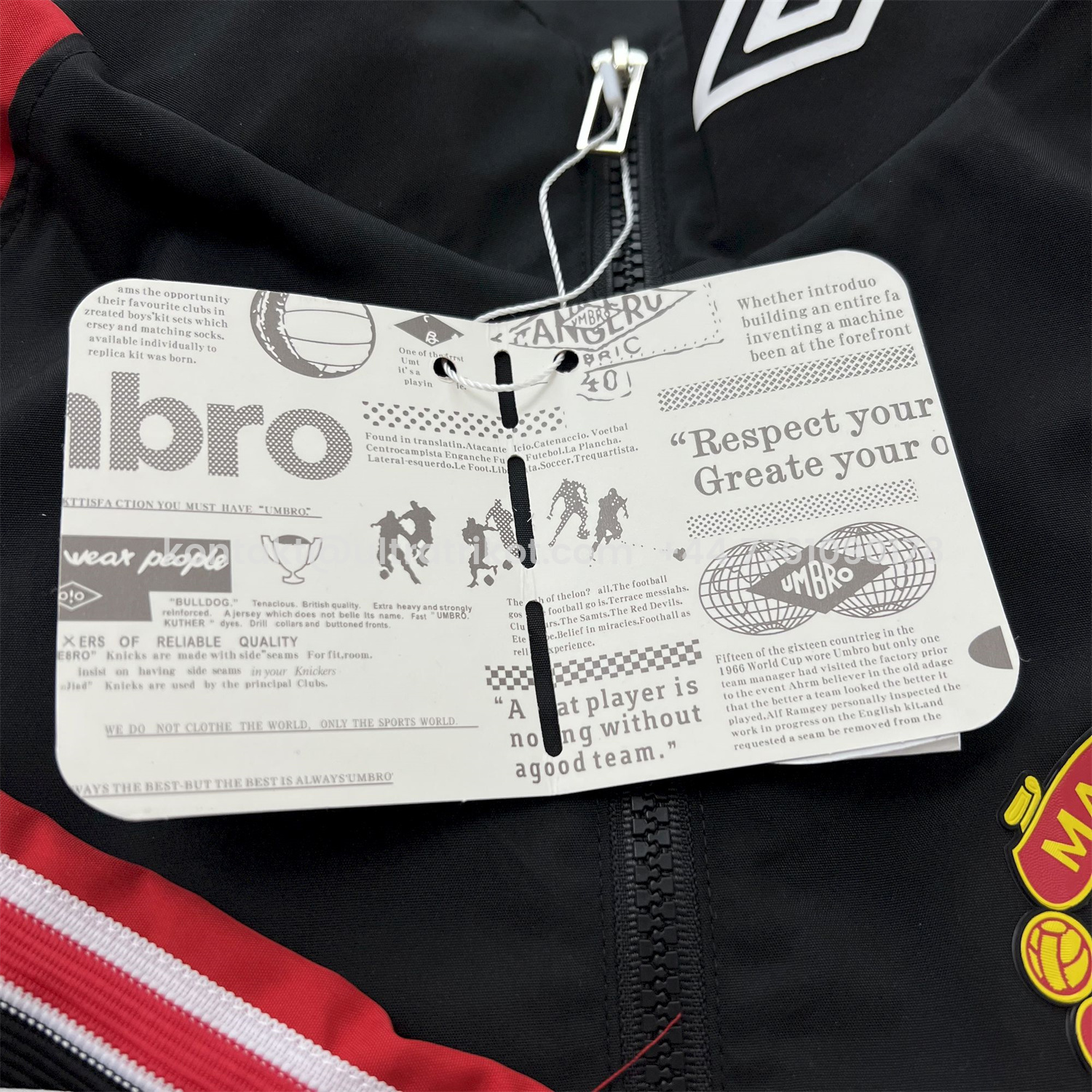 UltraTrikot-Retro Manchester United 1998-99 Throwback Windbreaker Jacket - Black and Red