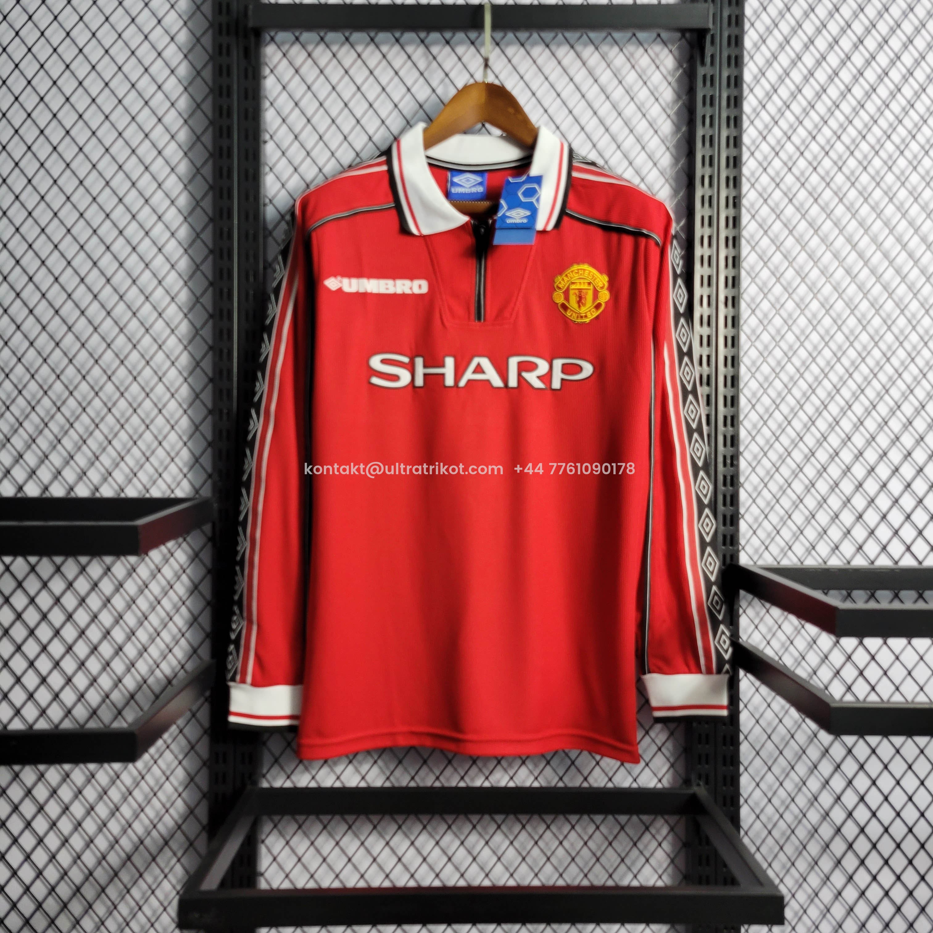UltraTrikot-Retro Manchester United 98-99 Home Long Sleeve Jersey