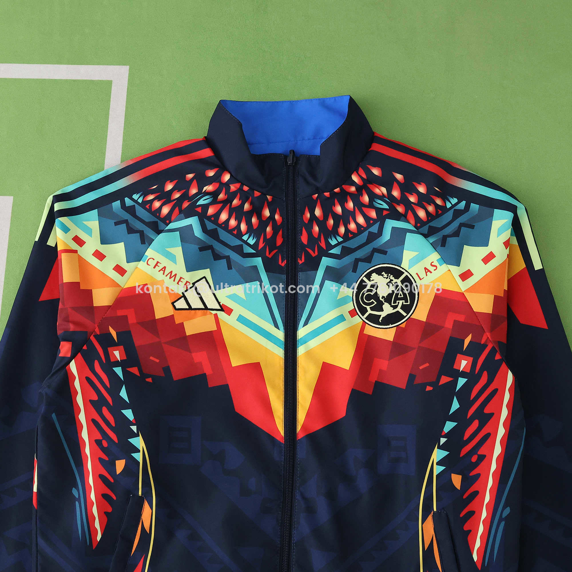 UltraTrikot-Club América 25-26 Throwback Double Sided Reversible Windbreaker - Blue & Black