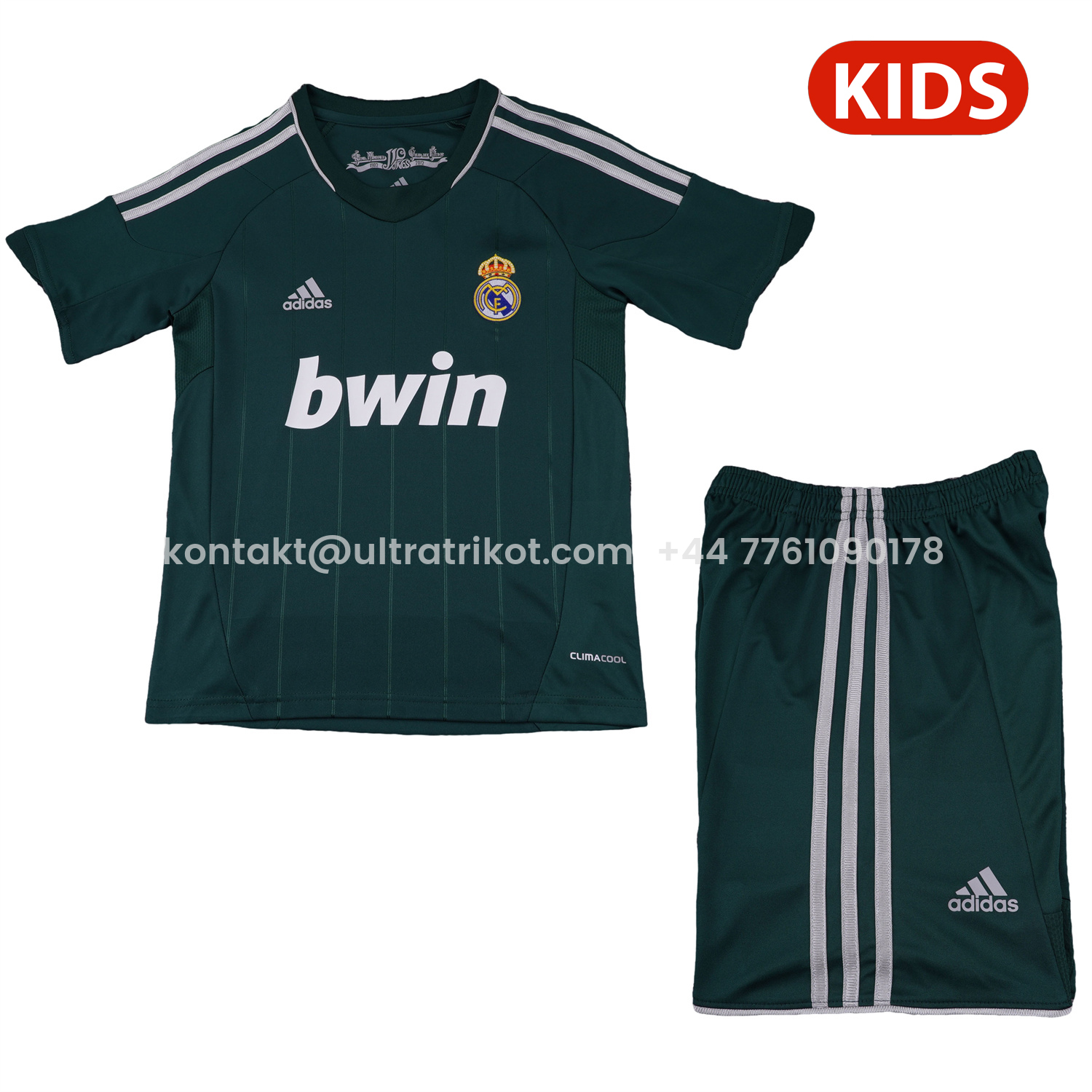 UltraTrikot-Retro Real Madrid 2012-13 Third Green Kids Kit