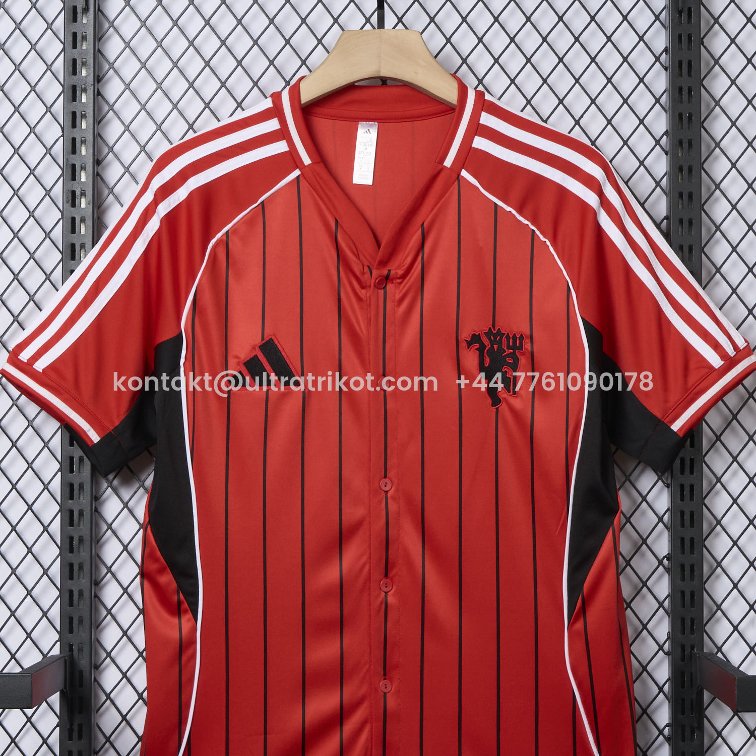 UltraTrikot-Manchester United 25-26 Red Baseball Jersey with Black Stripes